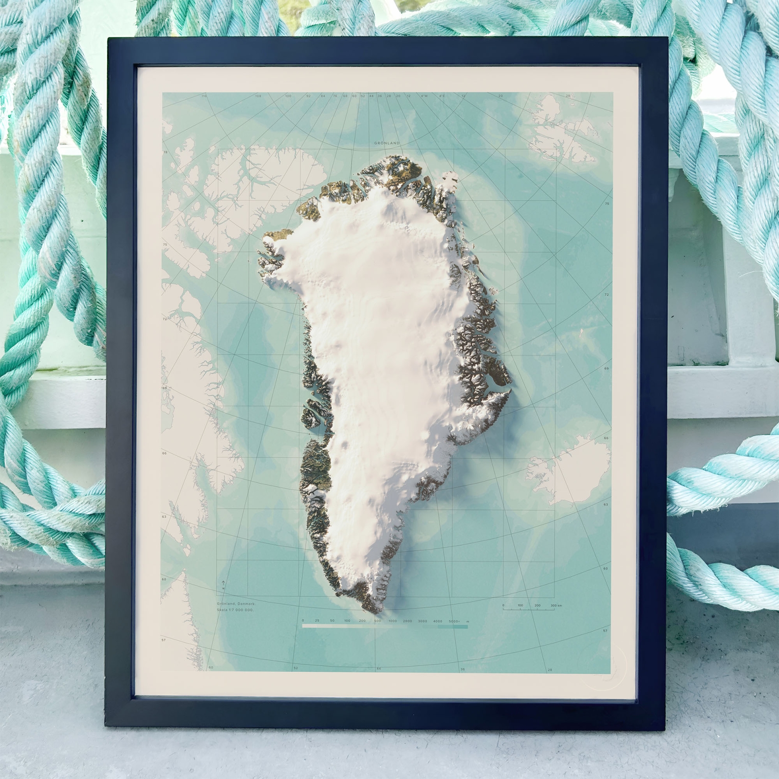 Grönland topografisk karta, dagsljus