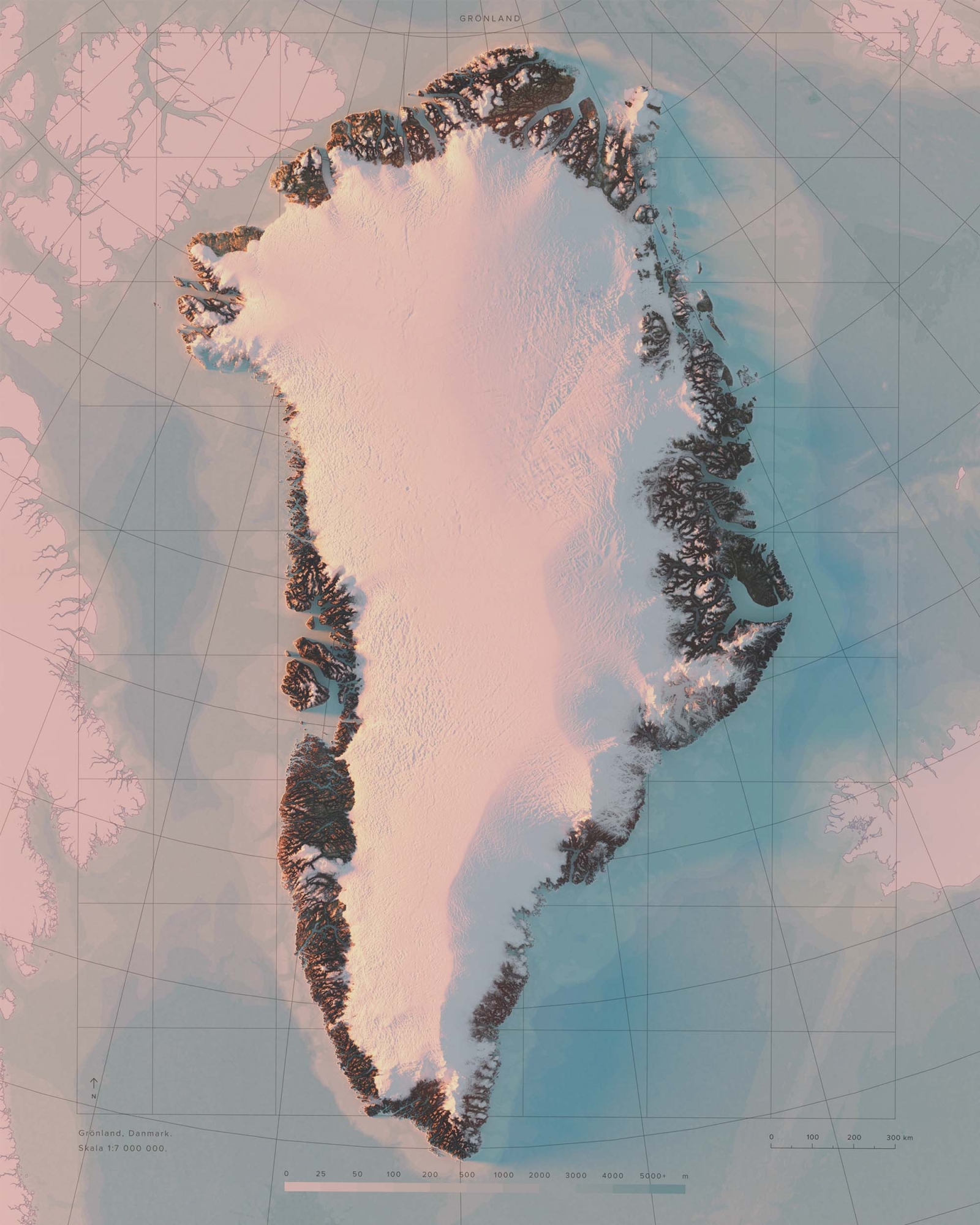 Grönland topografisk karta, detaljbild