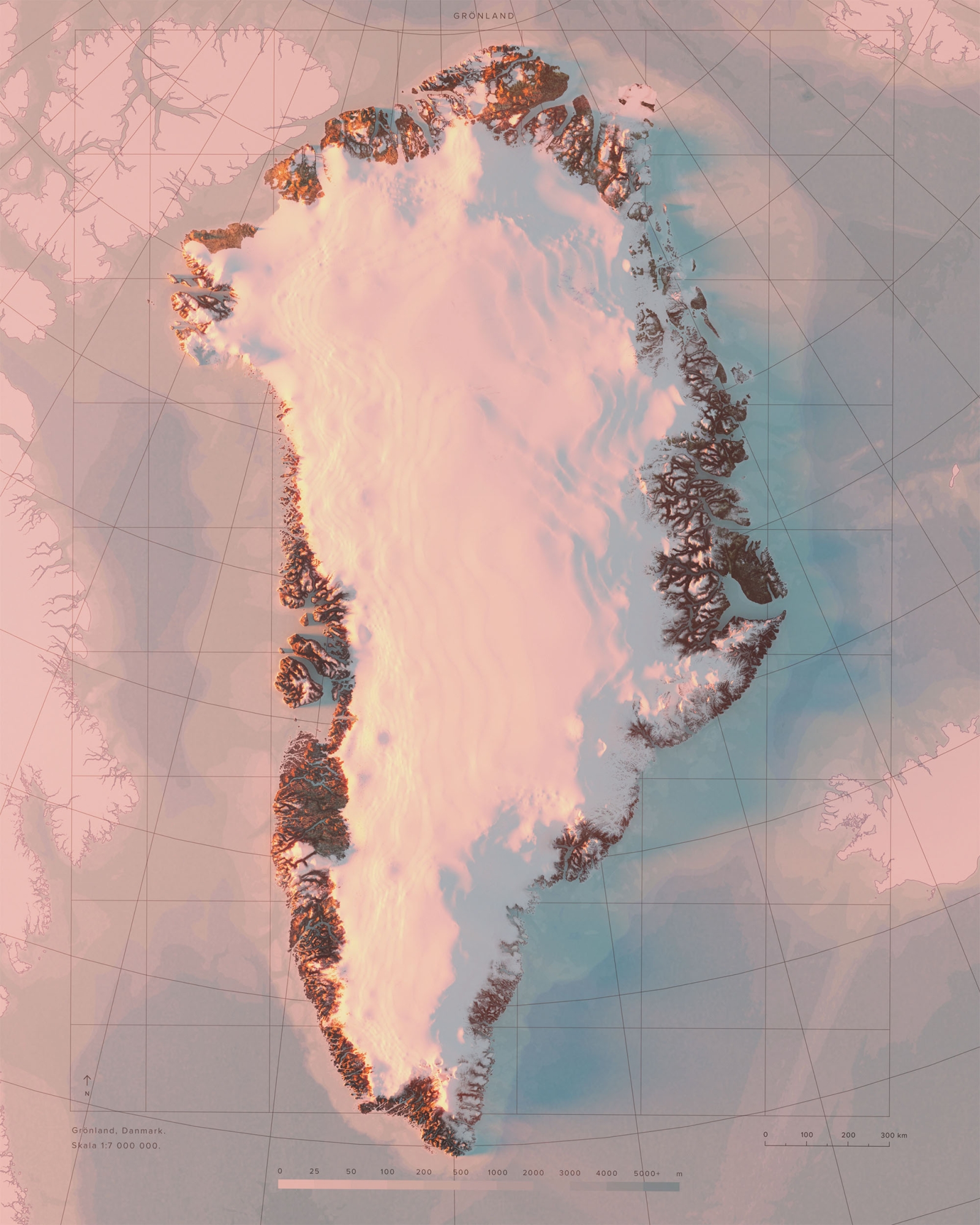 Grönland topografisk karta, detaljbild