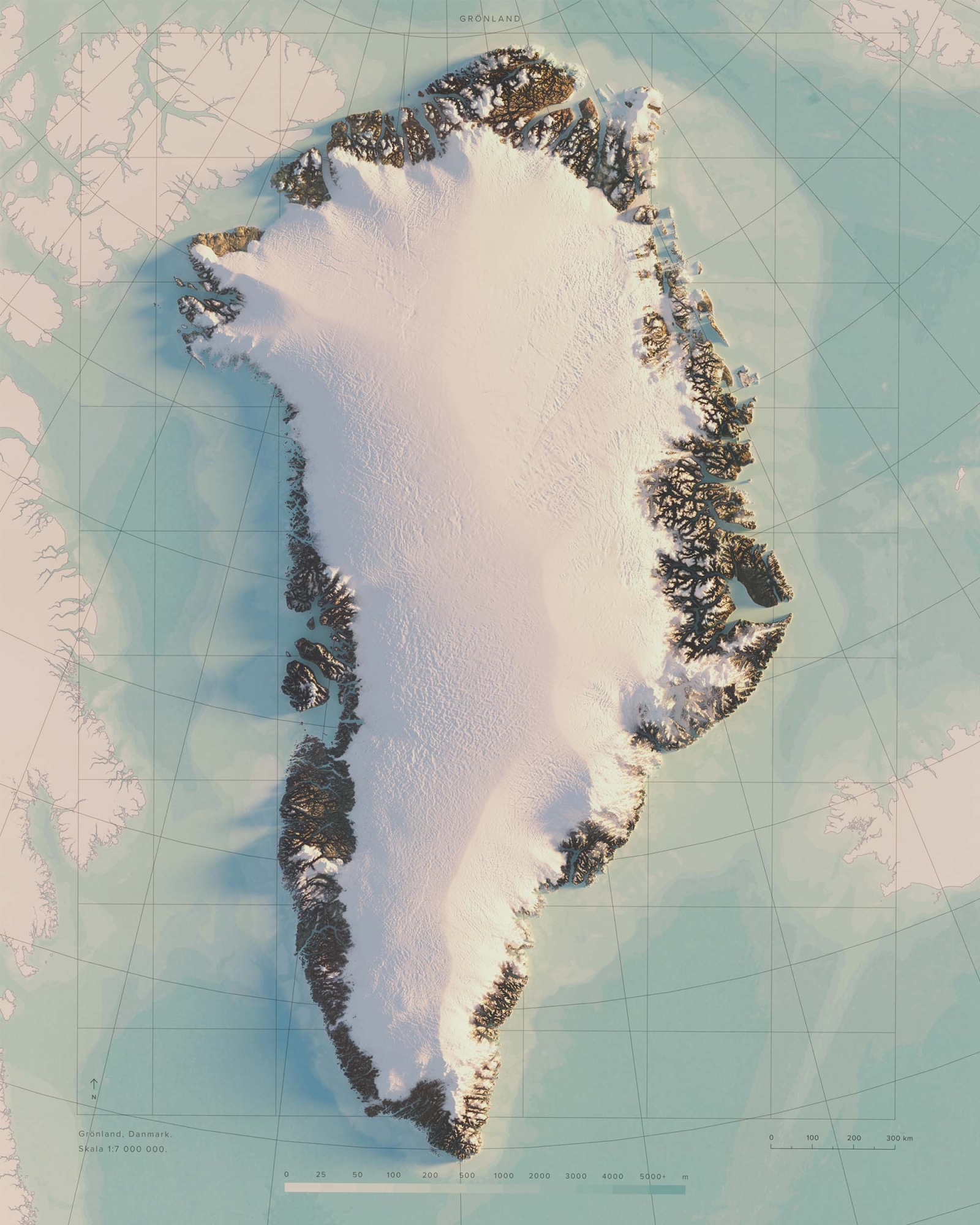 Grönland topografisk karta, detaljbild