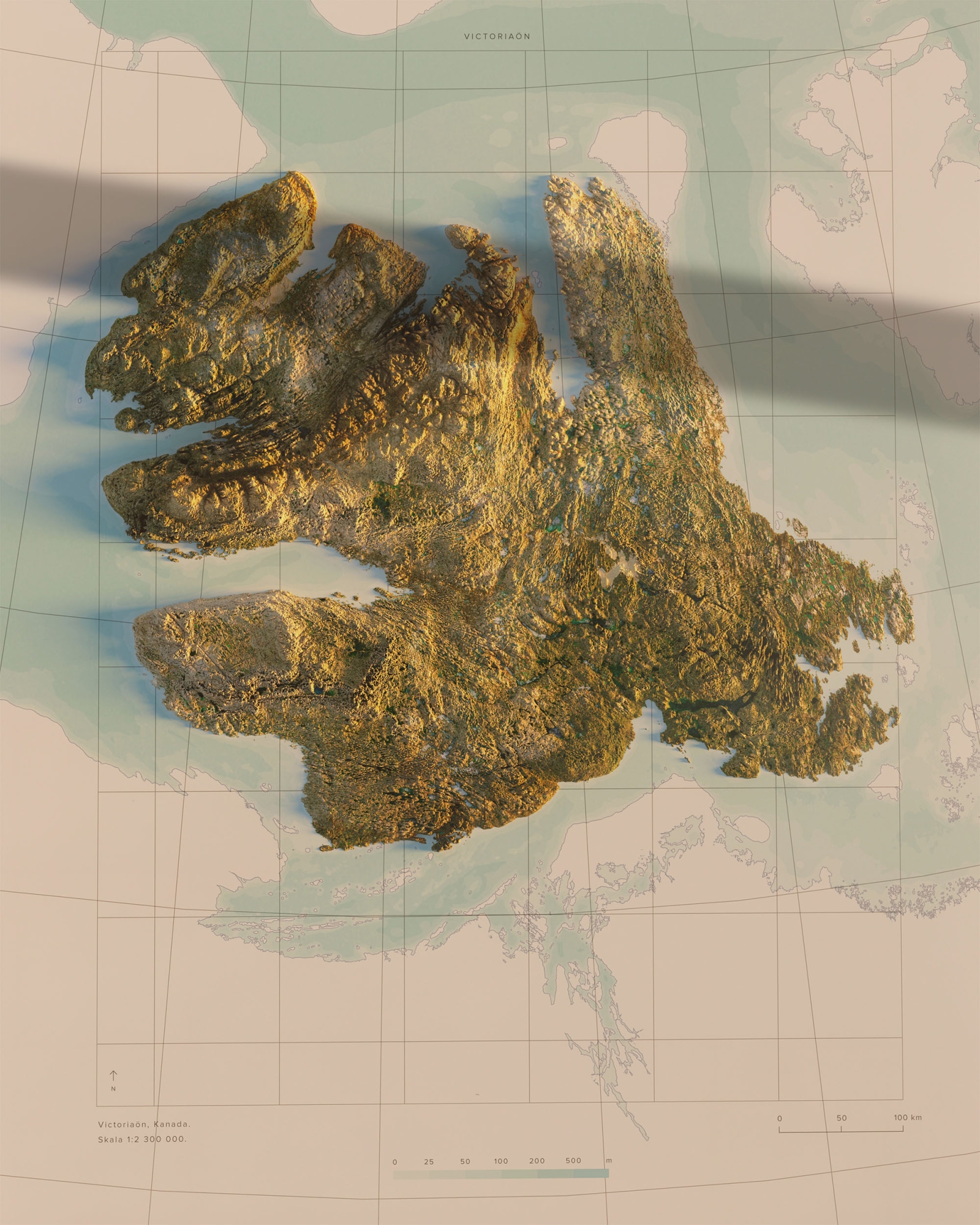 Victoriaön topografisk karta, detaljbild