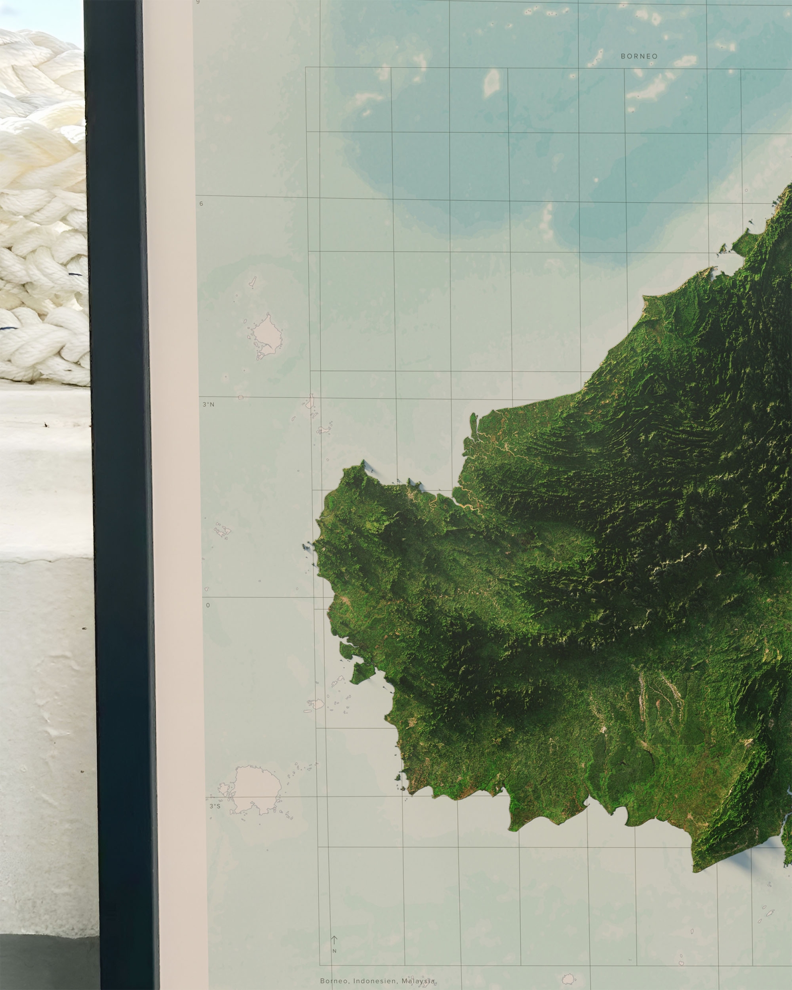 Borneo topografisk karta, detaljbild