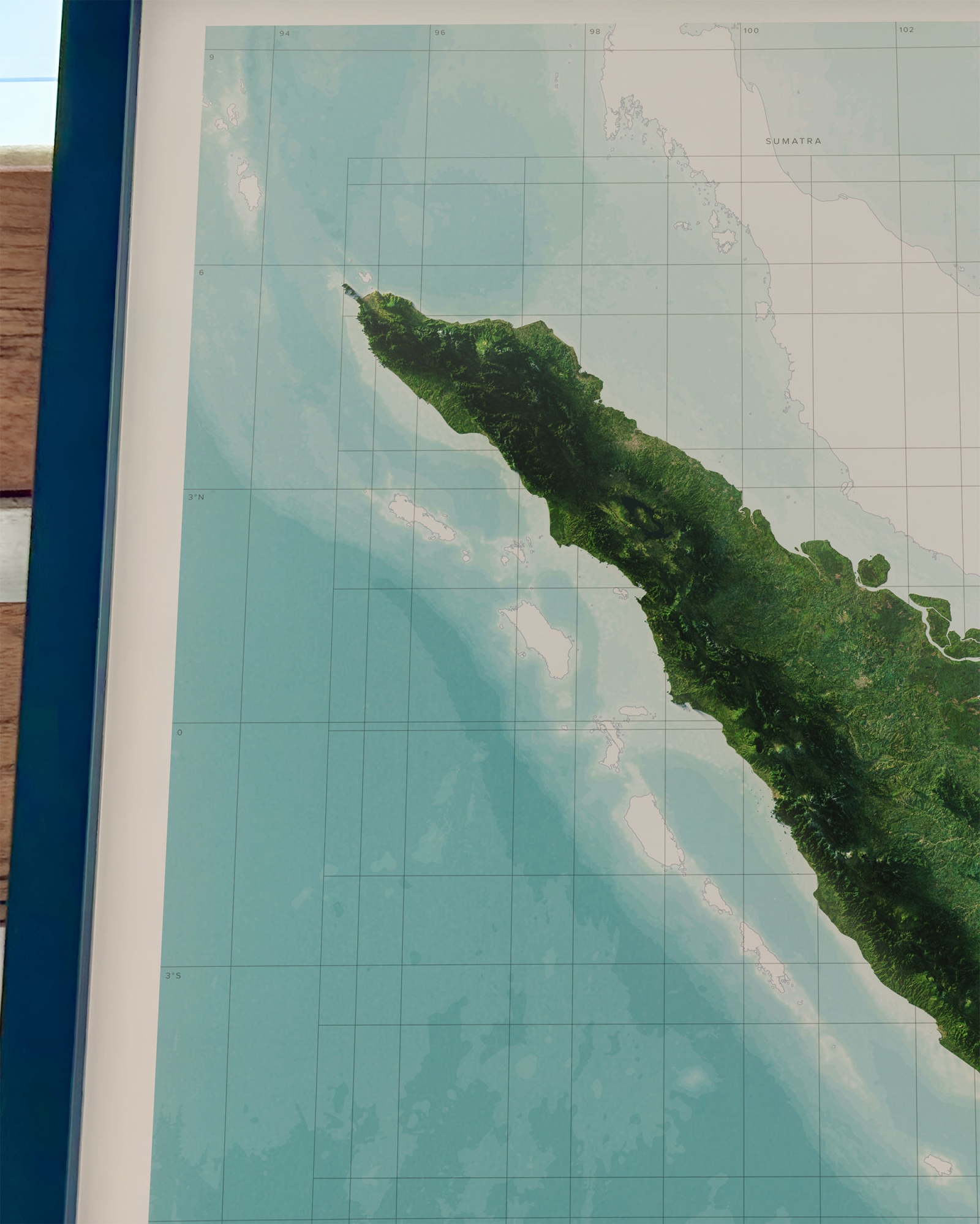 Sumatra topografisk karta, detaljbild