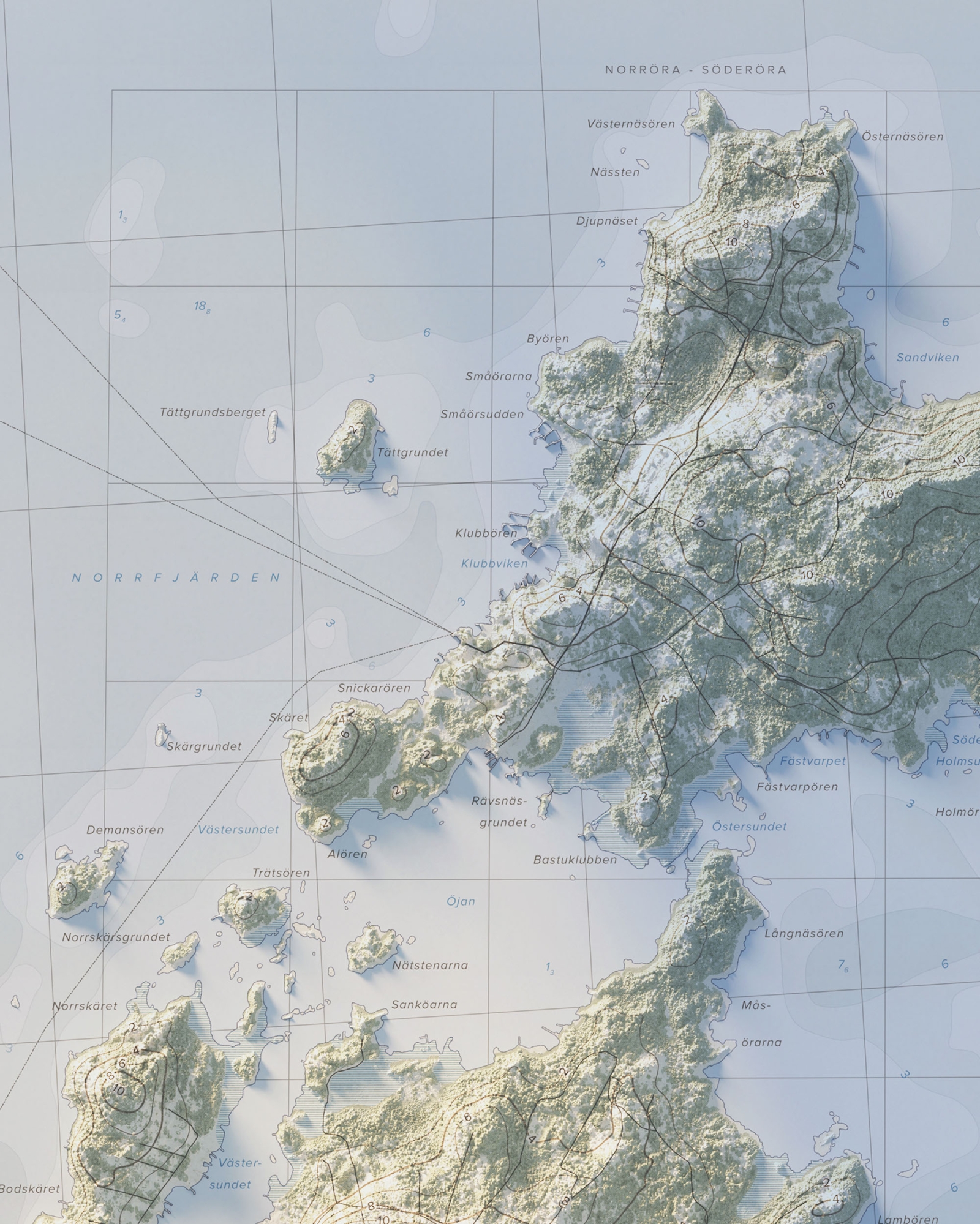 Norröra - Söderöra topografisk karta, detaljbild