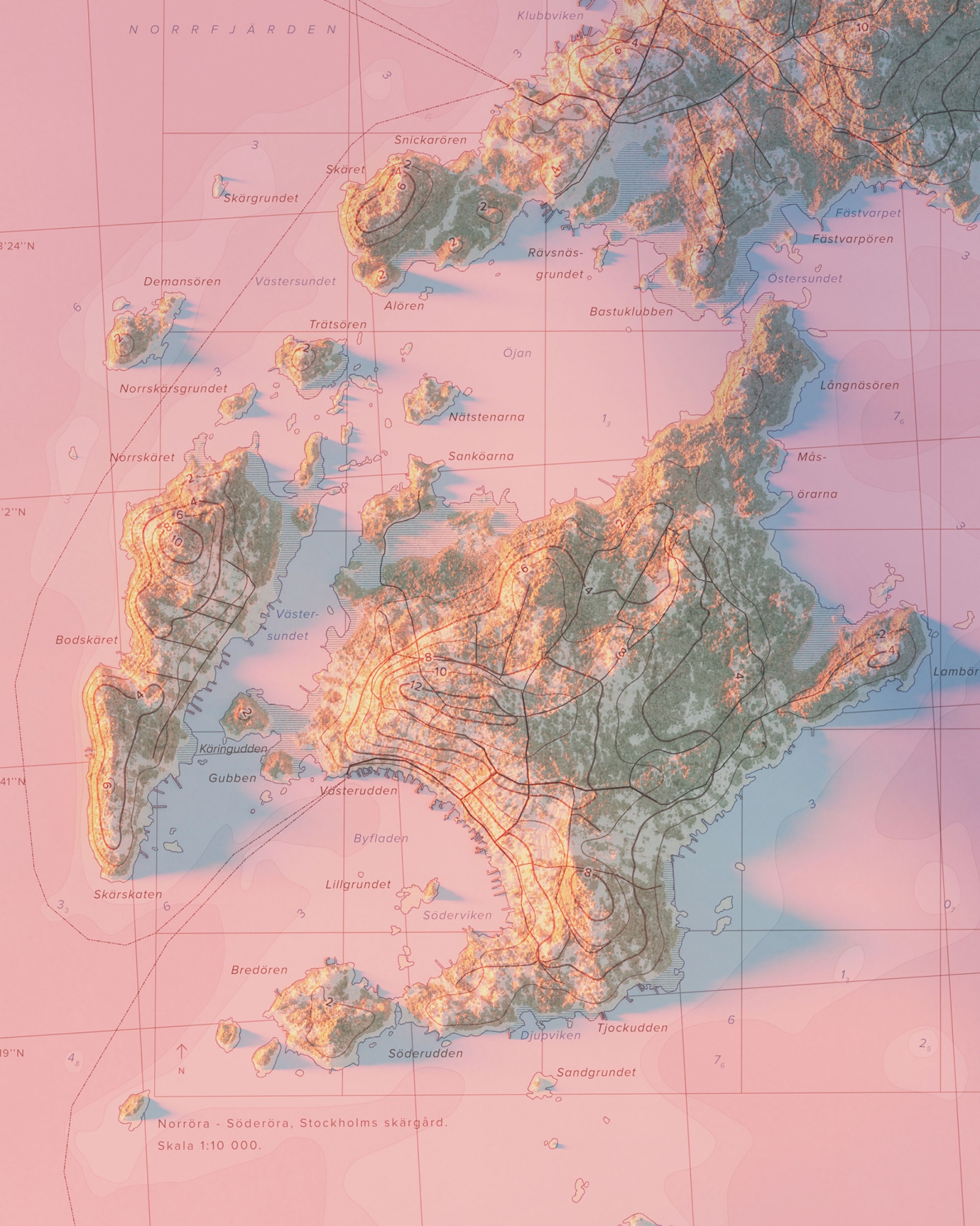 Norröra - Söderöra topografisk karta, detaljbild