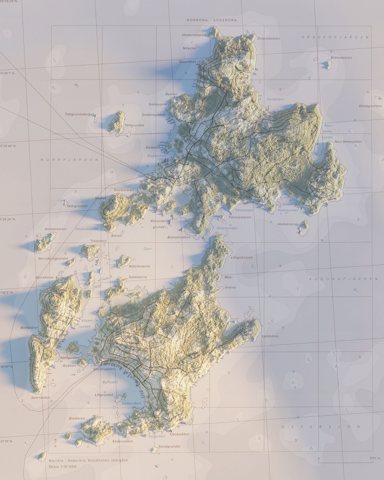 Norröra - Söderöra topografisk karta, detaljbild