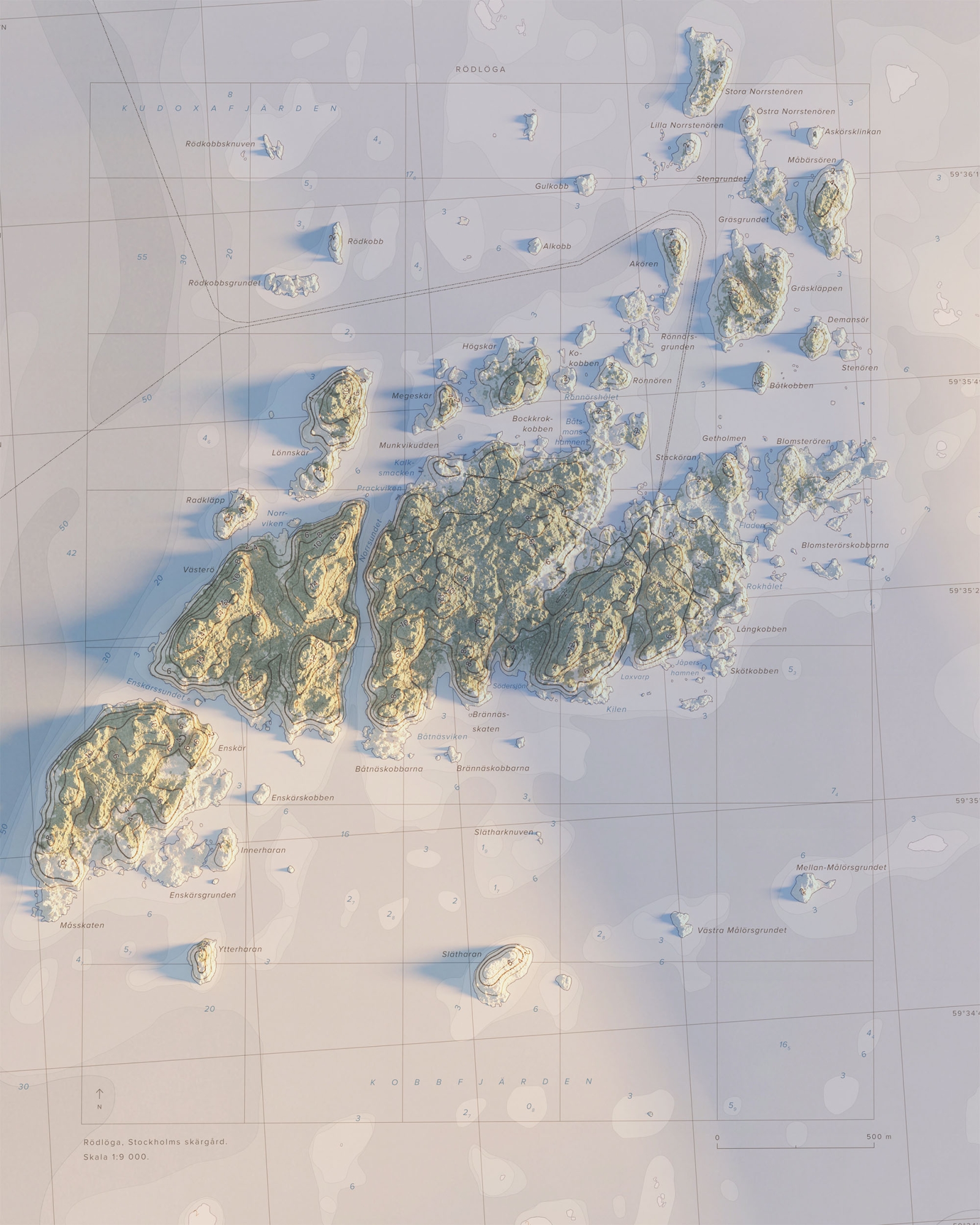 Rödlöga topografisk karta, detaljbild