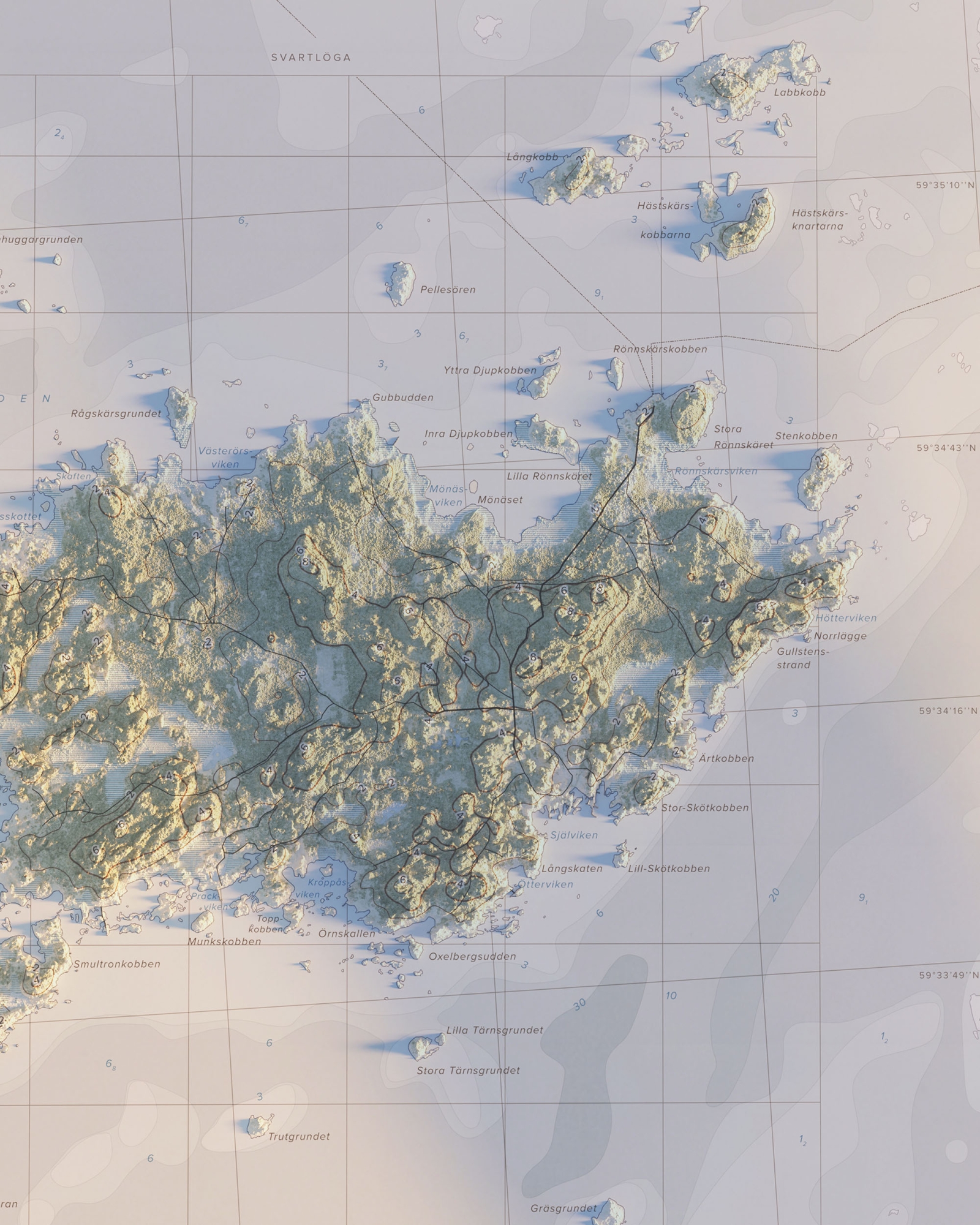 Svartlöga topografisk karta, detaljbild