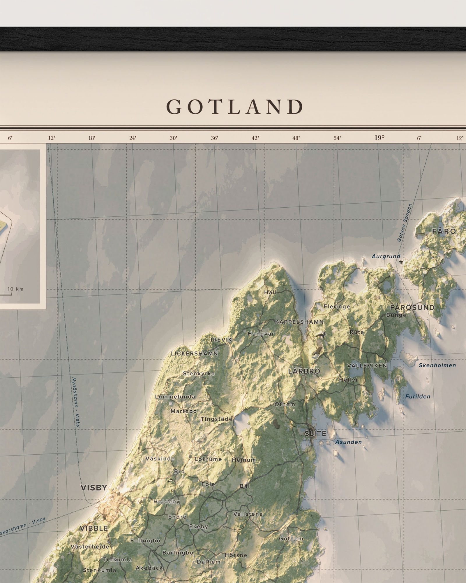 Gotland topografisk karta, detaljbild.