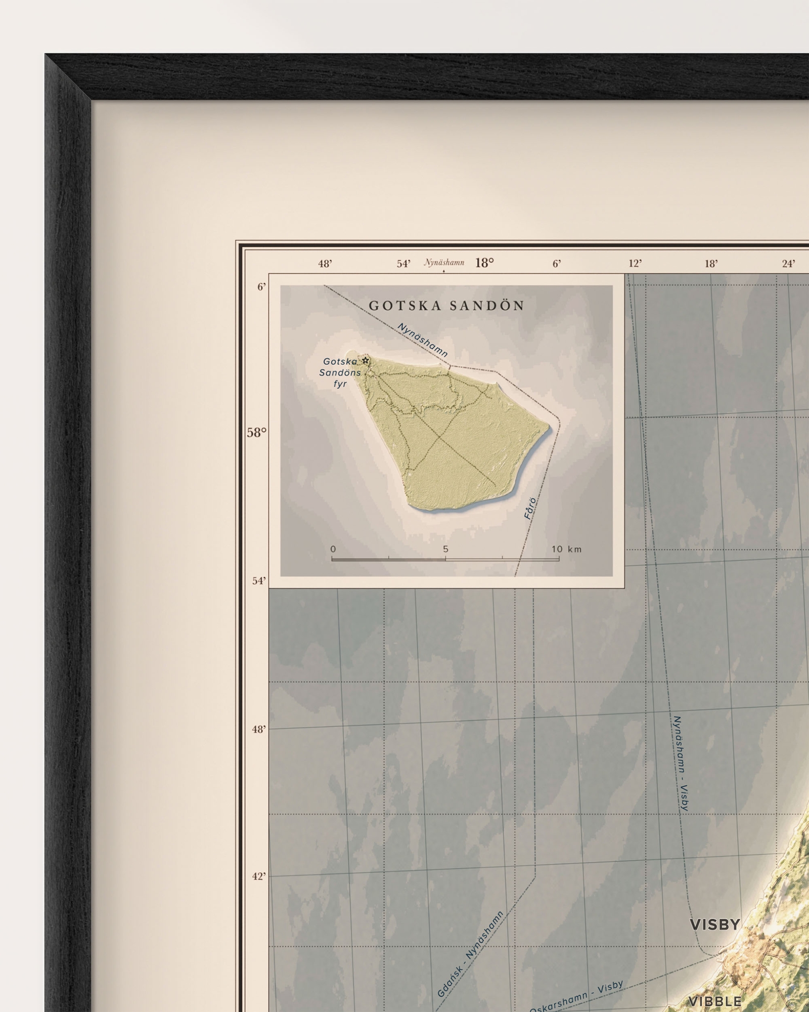 Gotland topografisk karta, detaljbild.