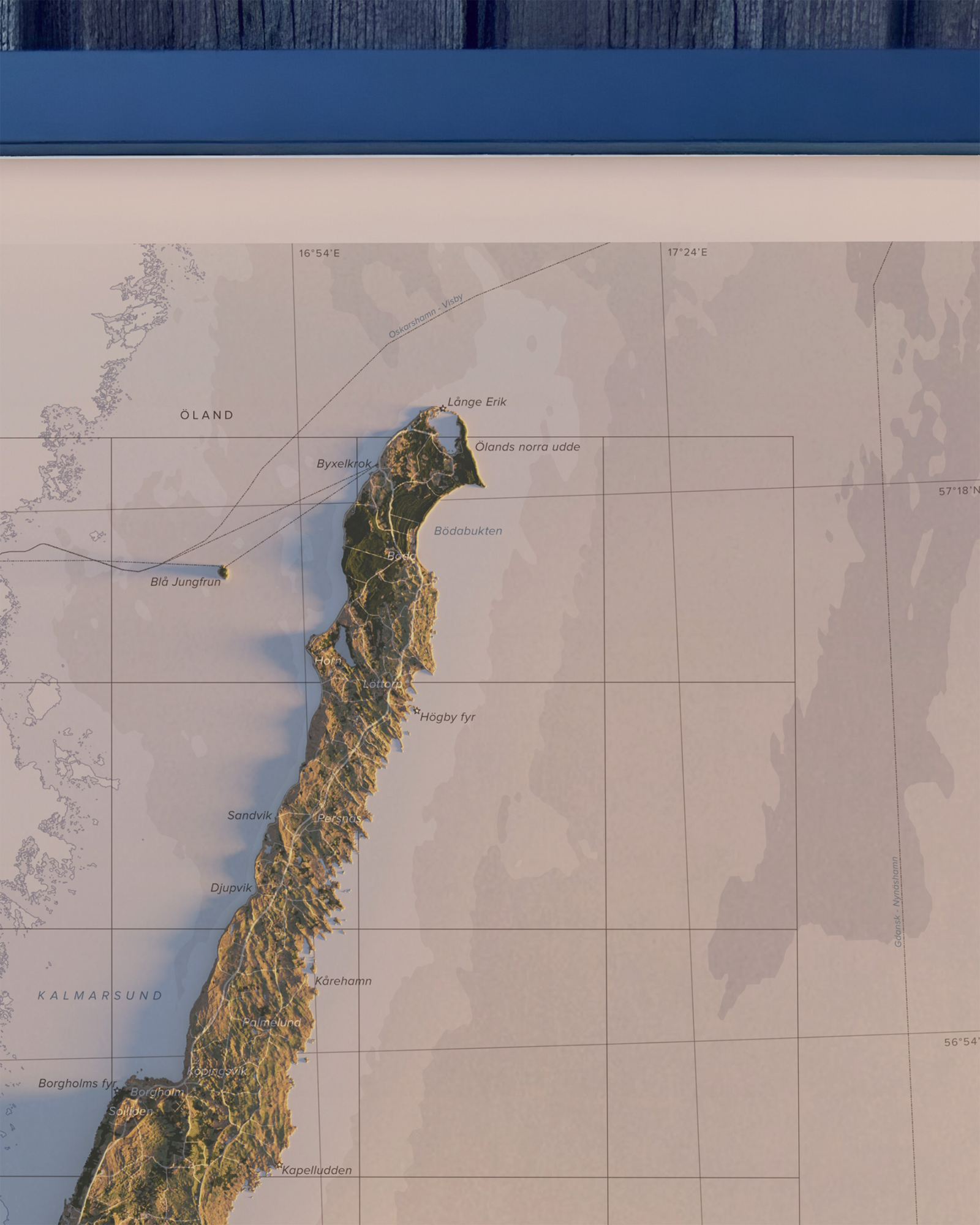 Öland topografisk karta, detaljbild.