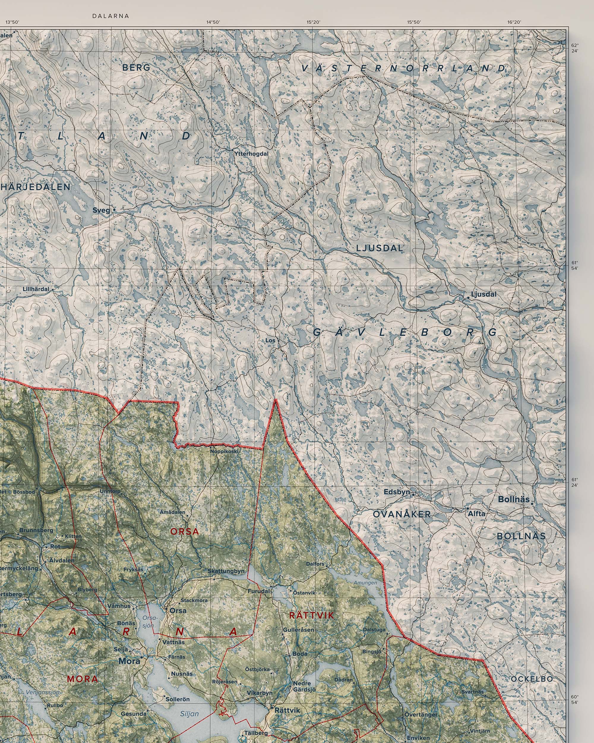 Topografisk karta över Dalarna, detalj