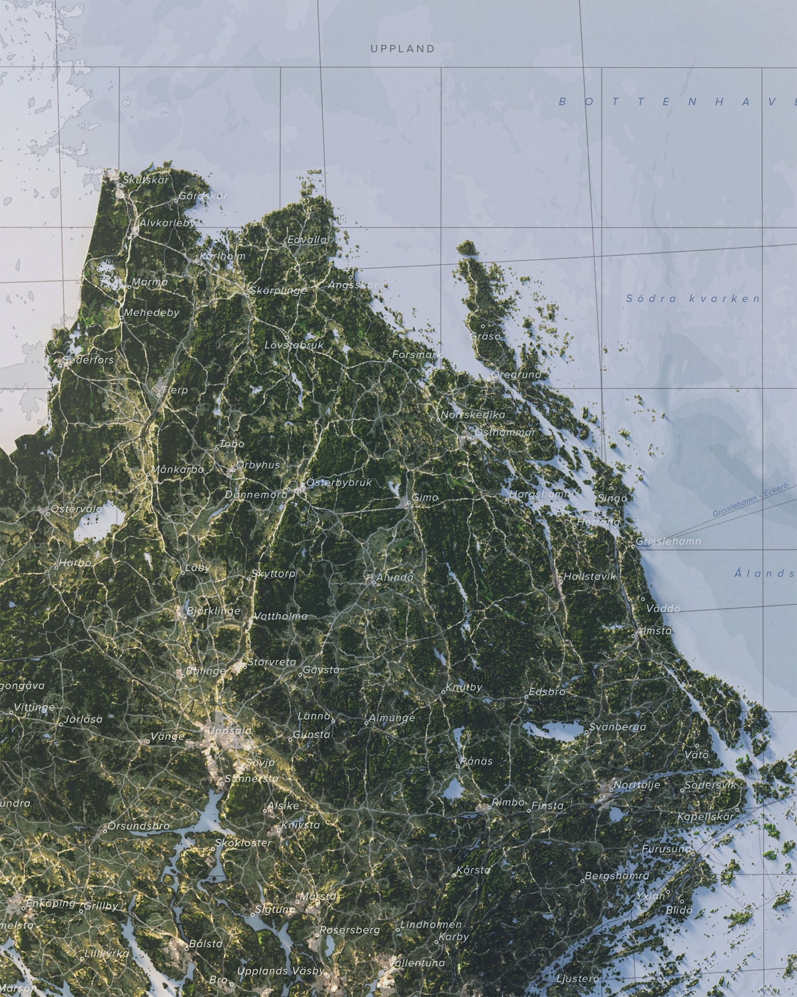 Uppland topografisk landskapskarta, detaljbild