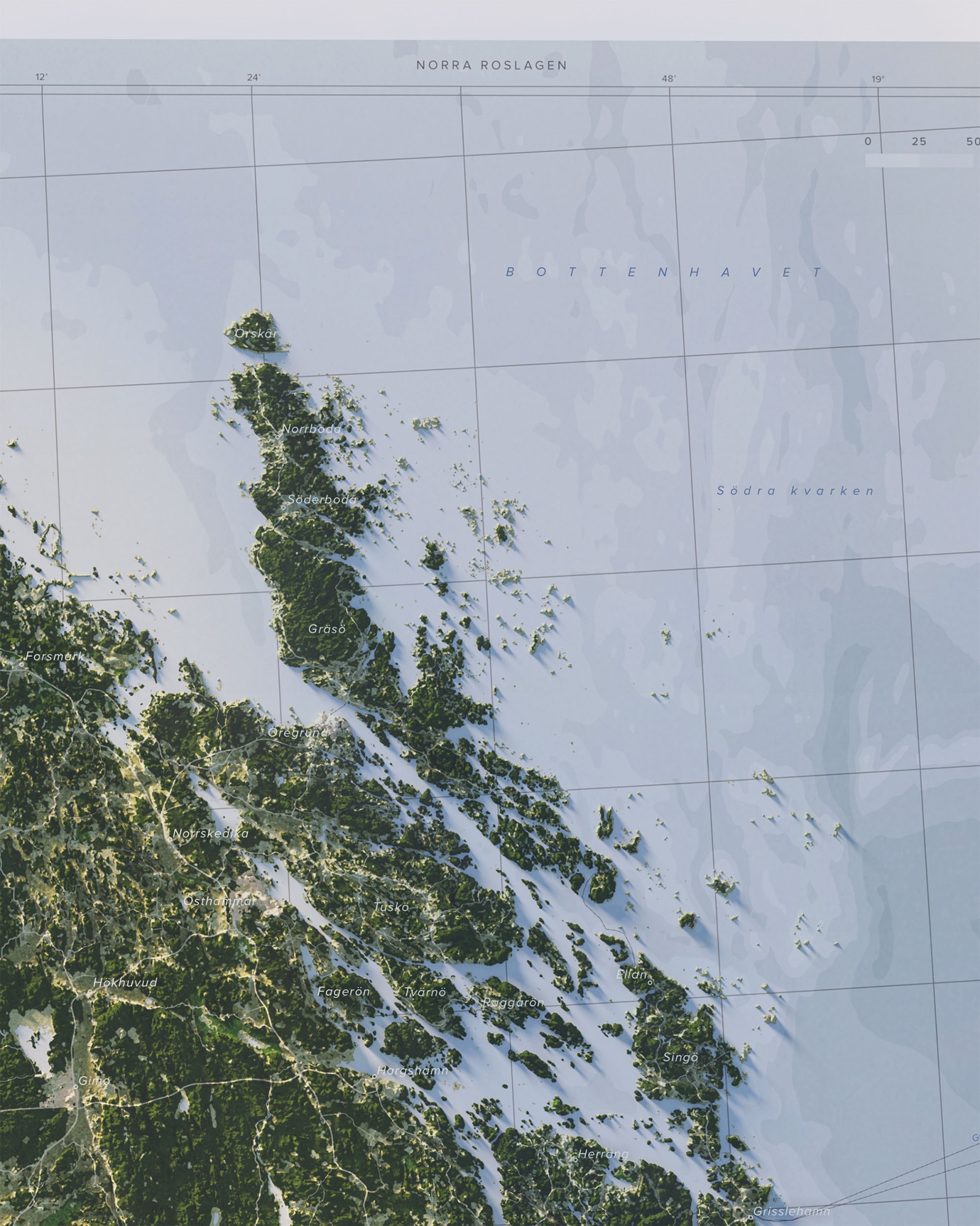 Norra Roslagen topografisk karta, detaljbild