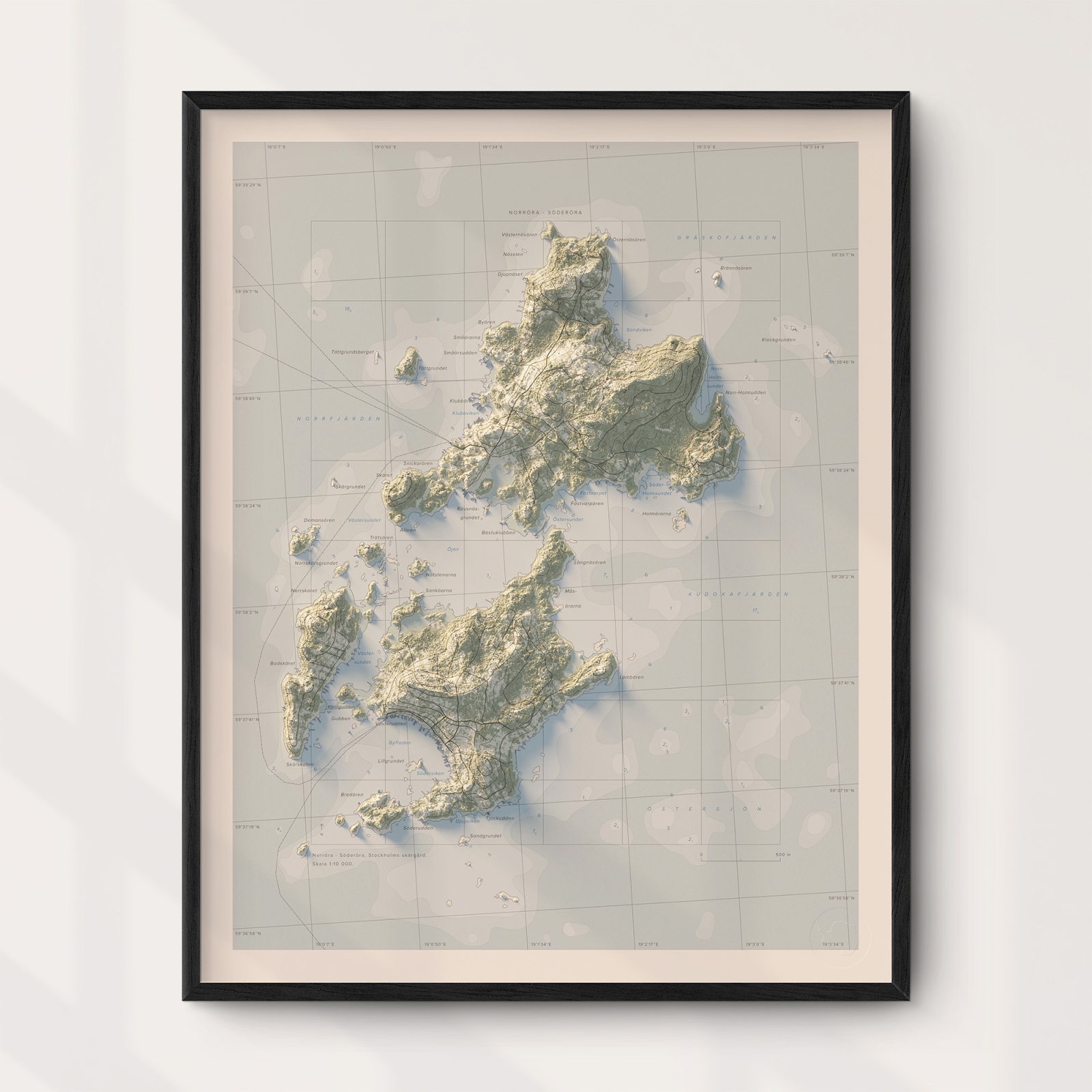 Norröra - Söderöra topografisk karta, dagsljus