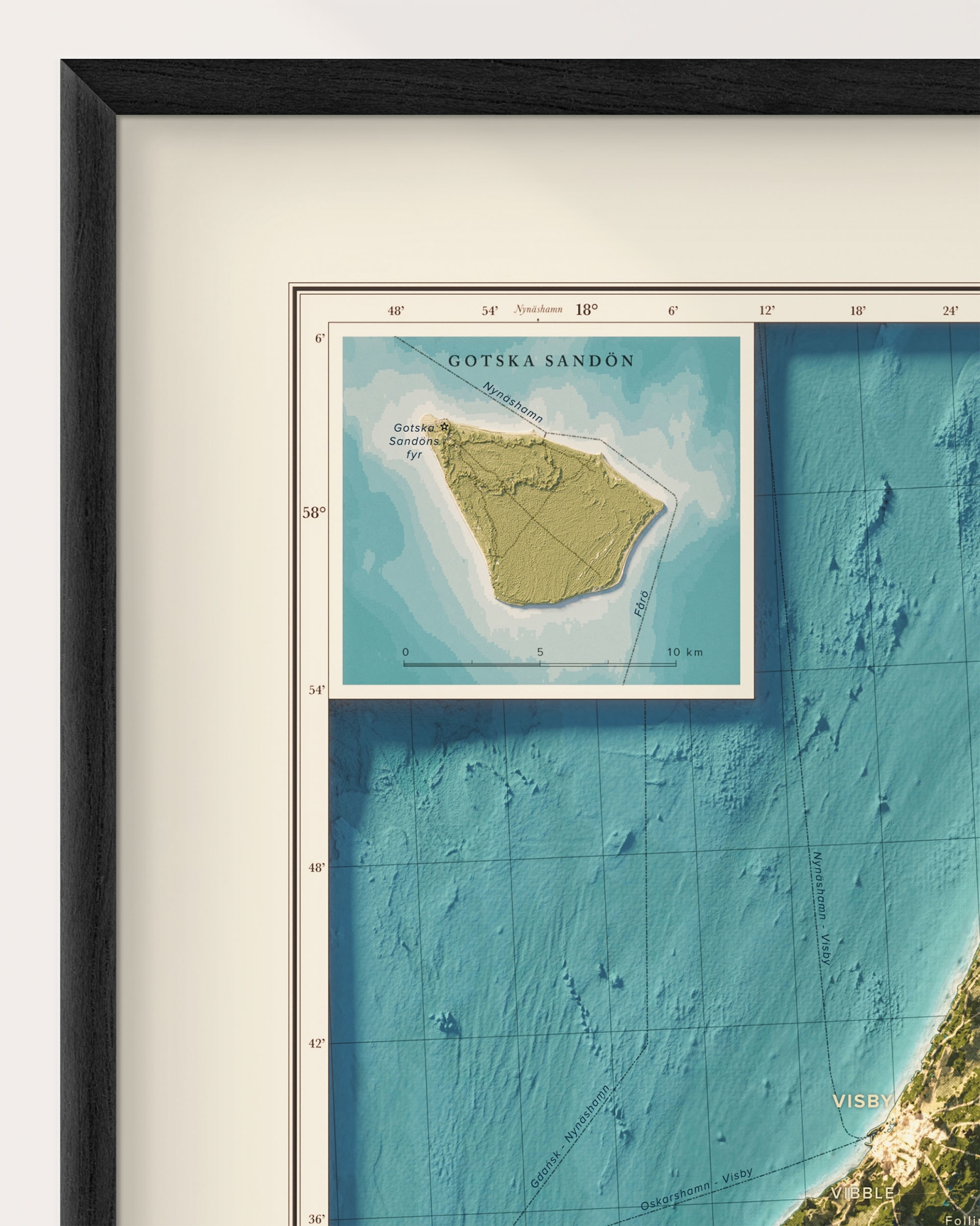 Gotland topografisk karta, detaljbild - blå serien