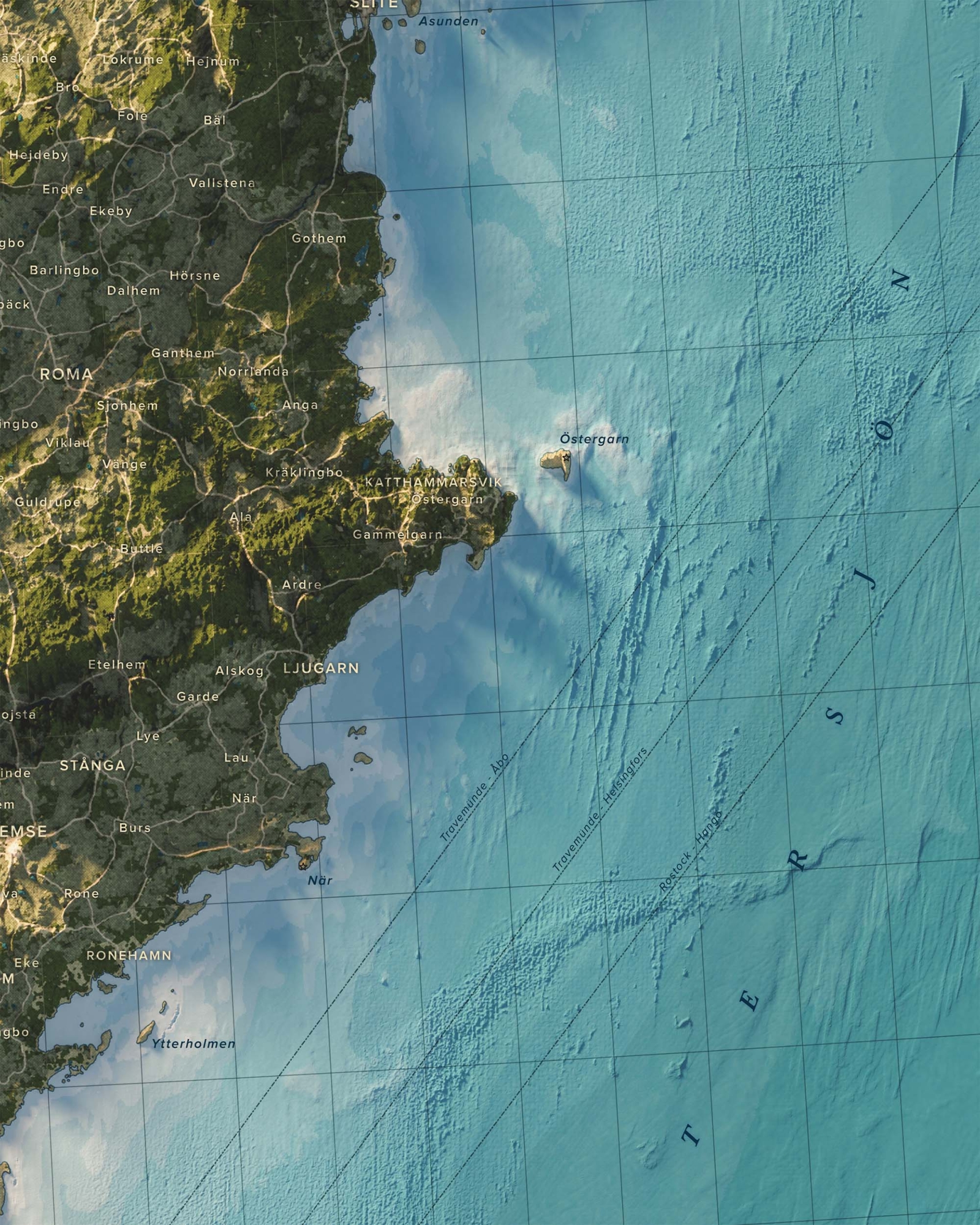 Gotland topografisk karta, detaljbild - blå serien