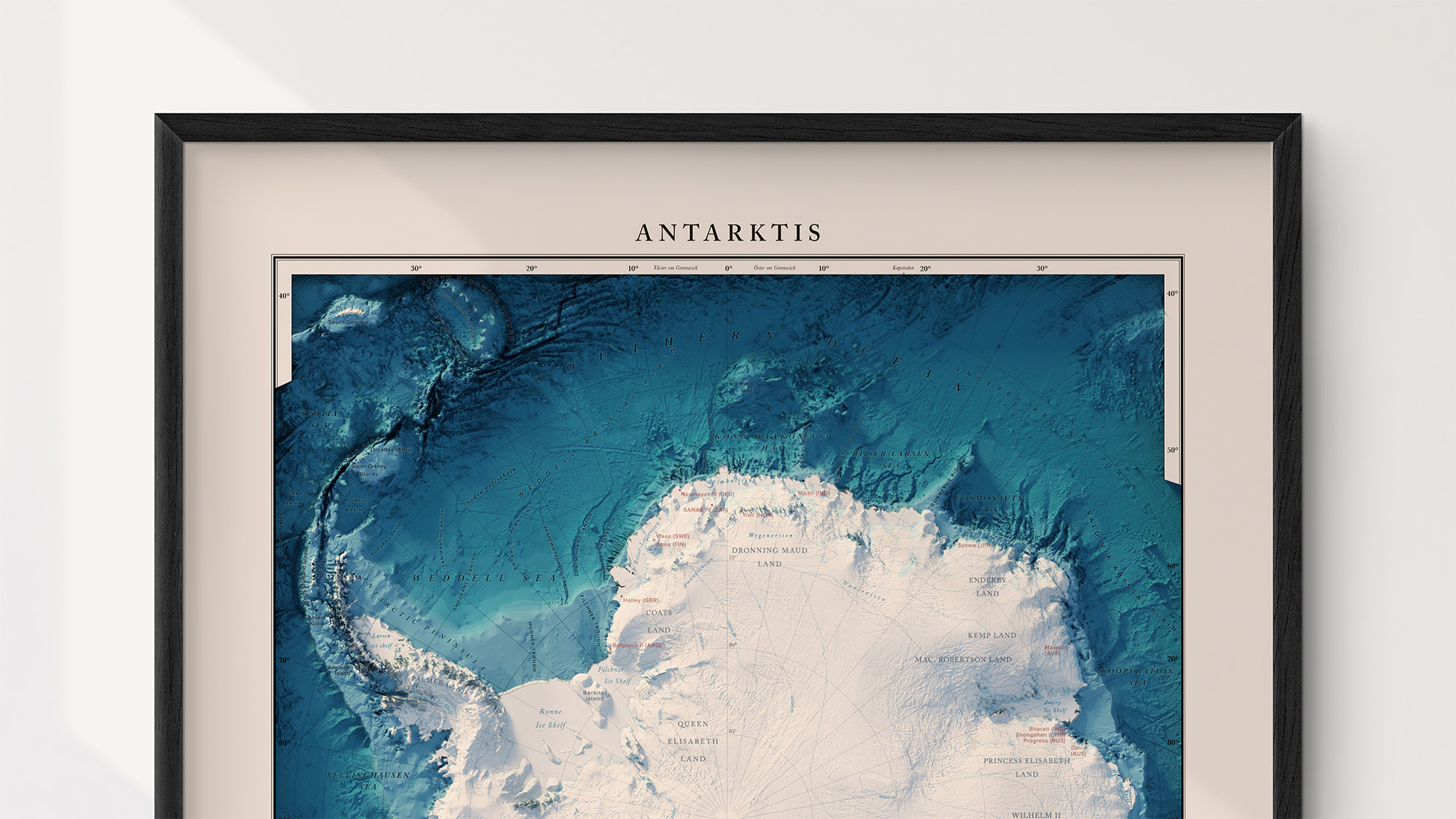 Topografisk karta över Antarktis