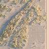 Skärgårdskarta över Yxlan och Blidö i morgonljus, detaljbild