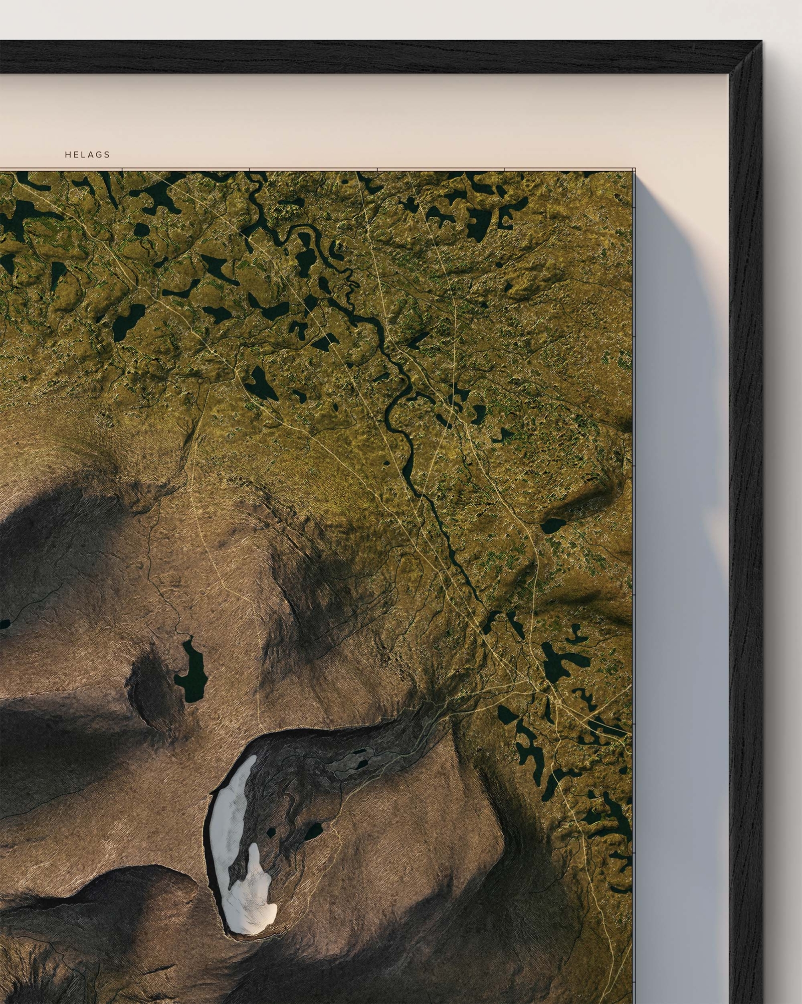 Topografisk karta över Helags i dagsljus, detaljbild