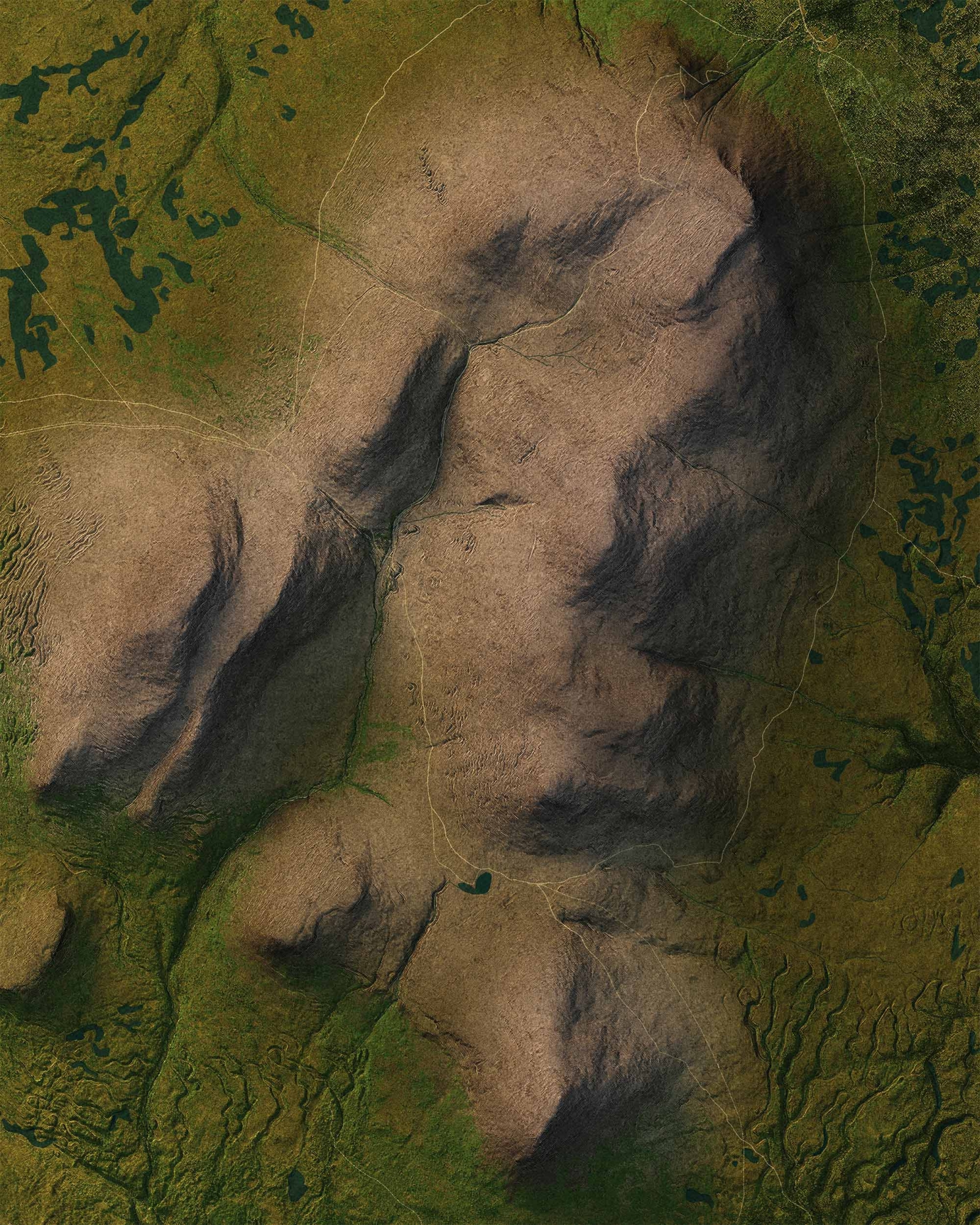 Topografisk karta över Sonfjället i dagsljus, detaljbild