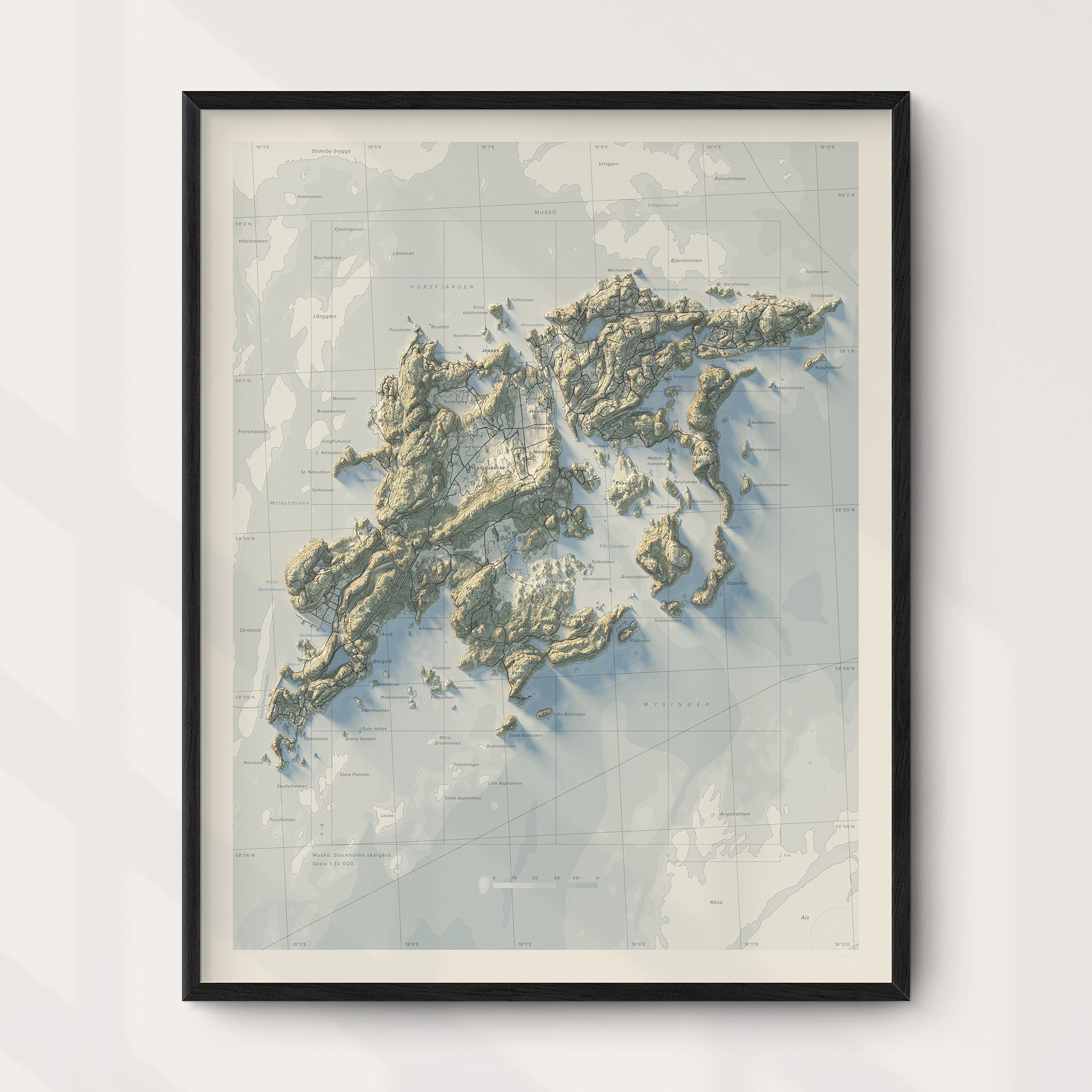 Topografisk karta över Muskö