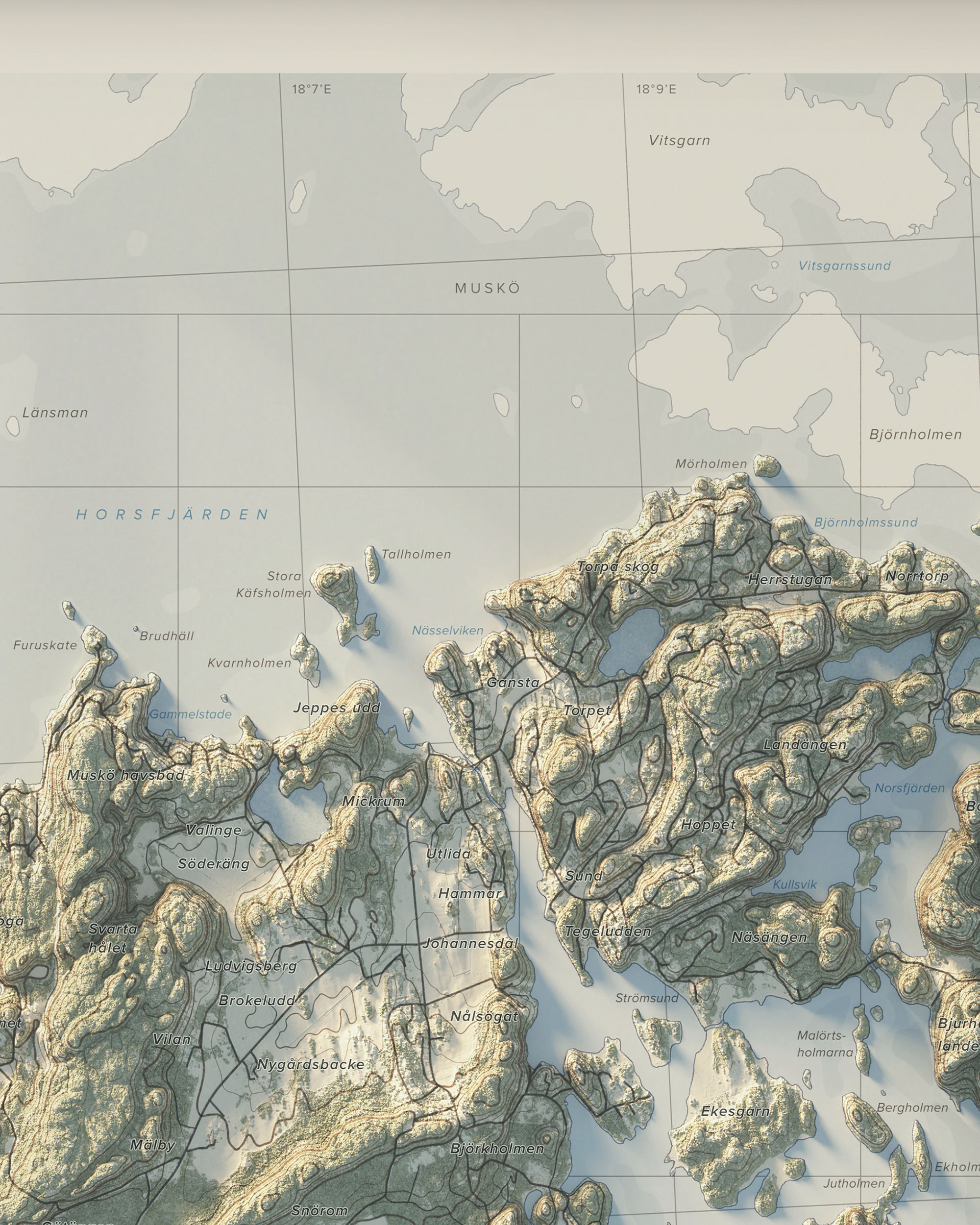 Topografisk karta över Muskö