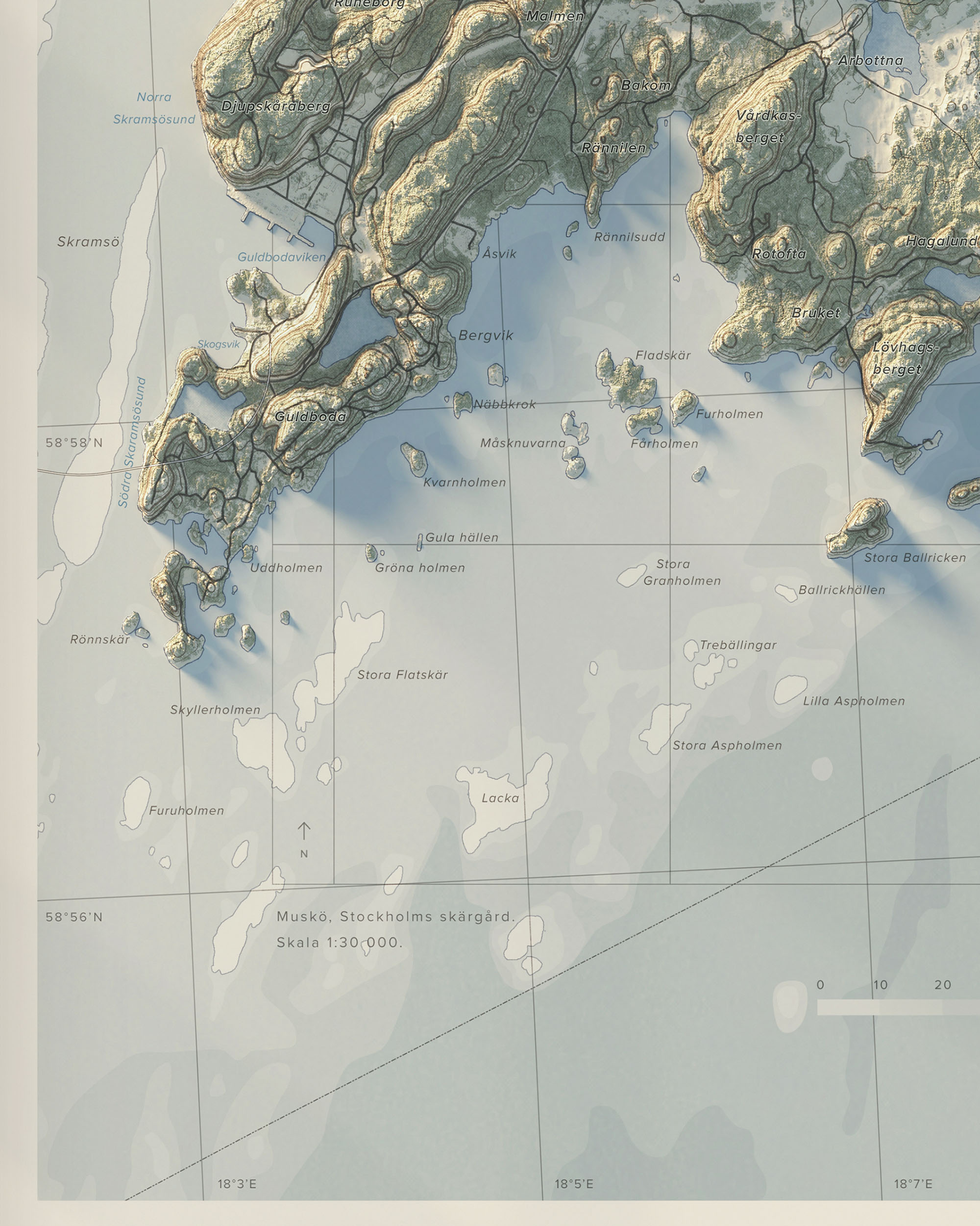 Topografisk karta över Muskö