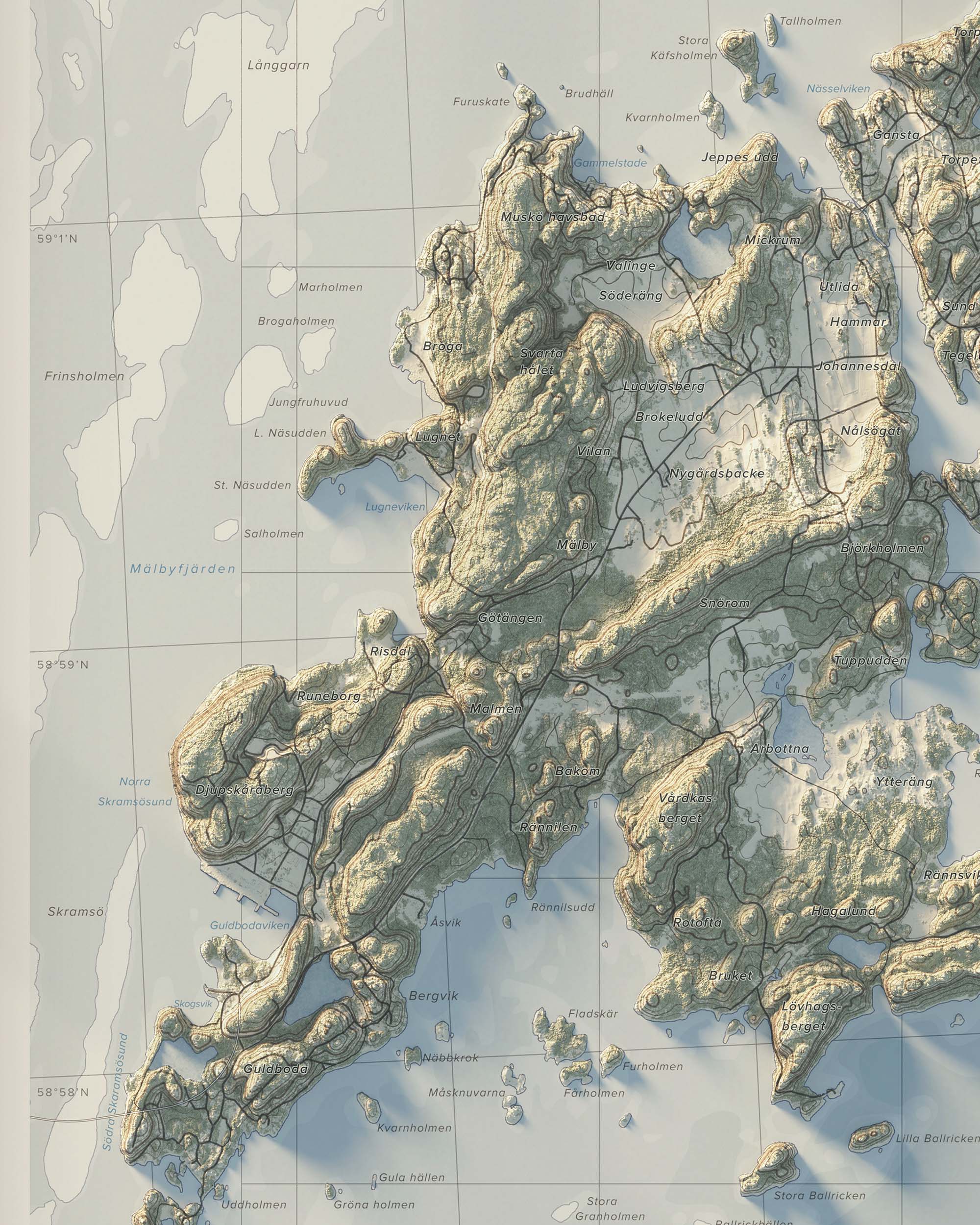 Topografisk karta över Muskö
