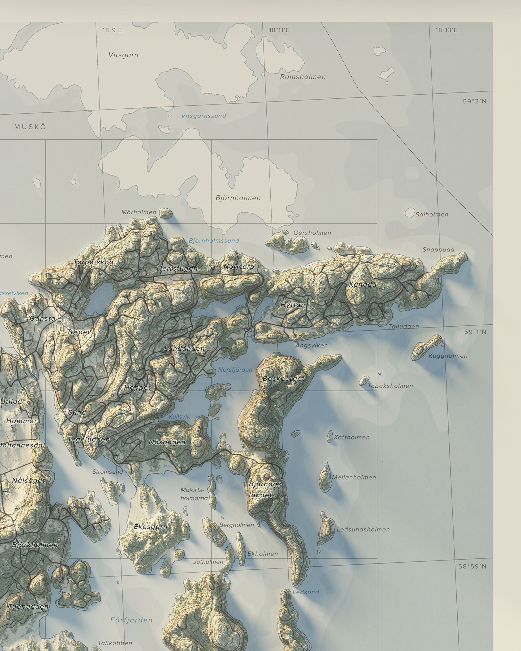 Topografisk karta över Muskö