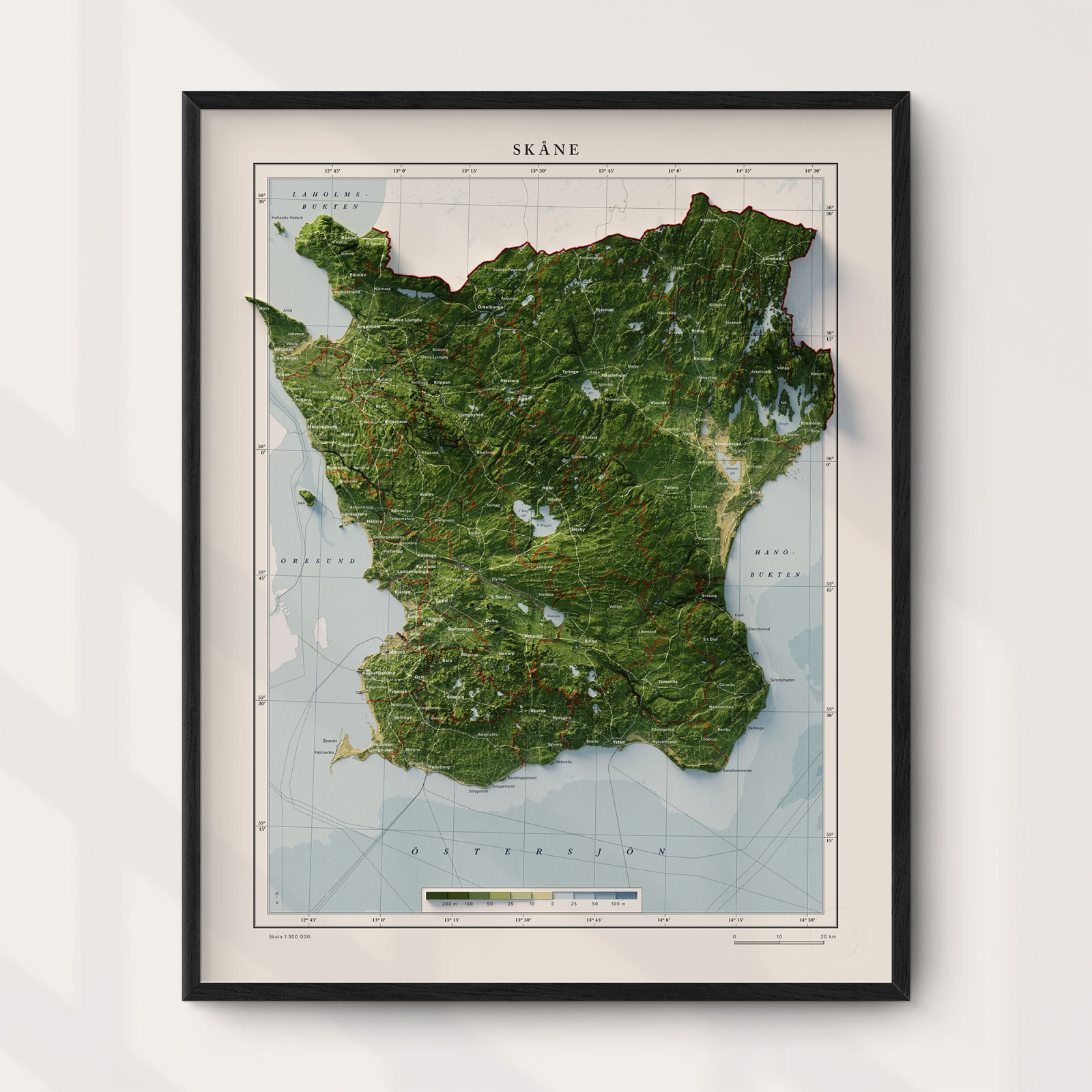 Topografisk karta över Skåne