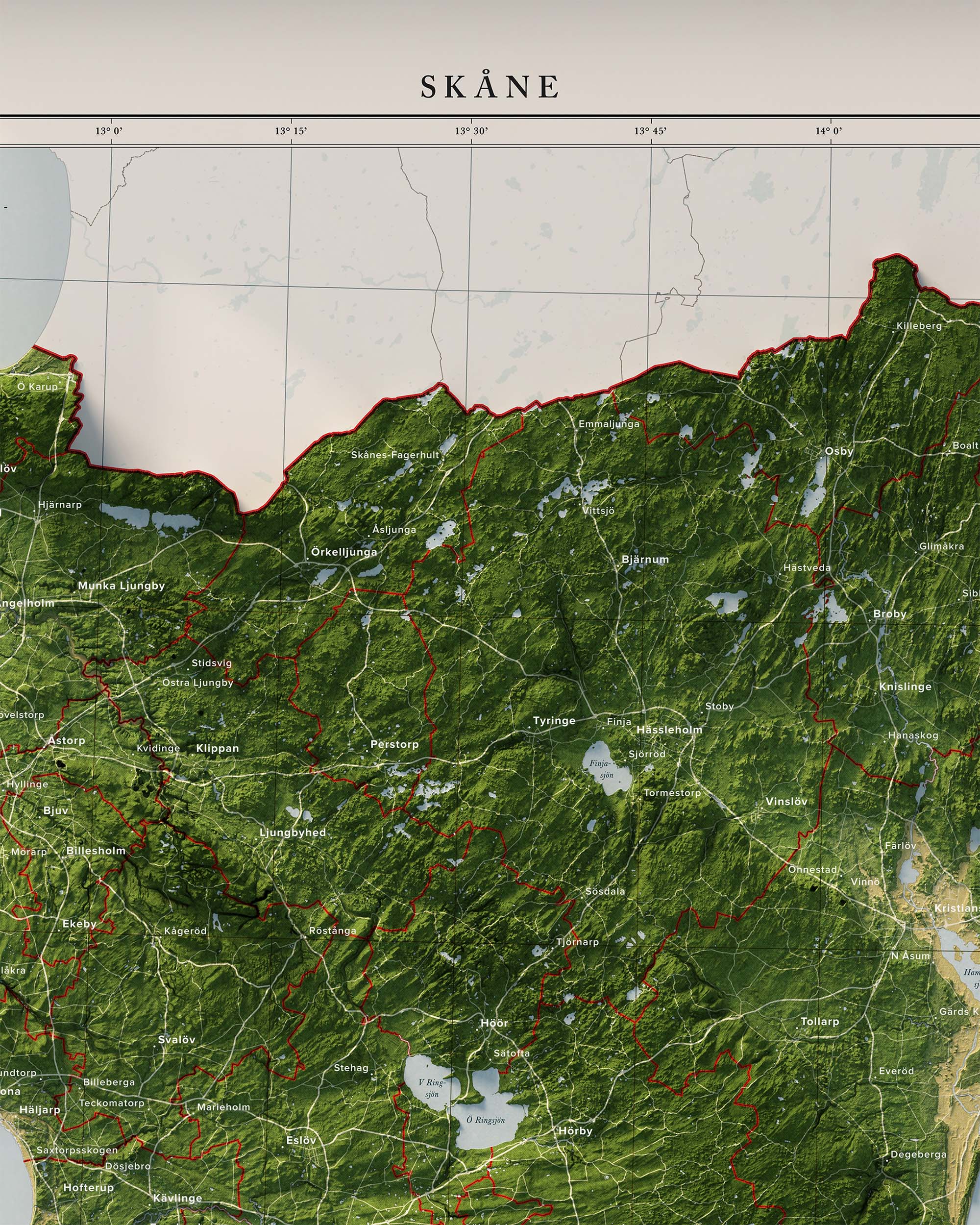Topografisk karta över Skåne, detalj