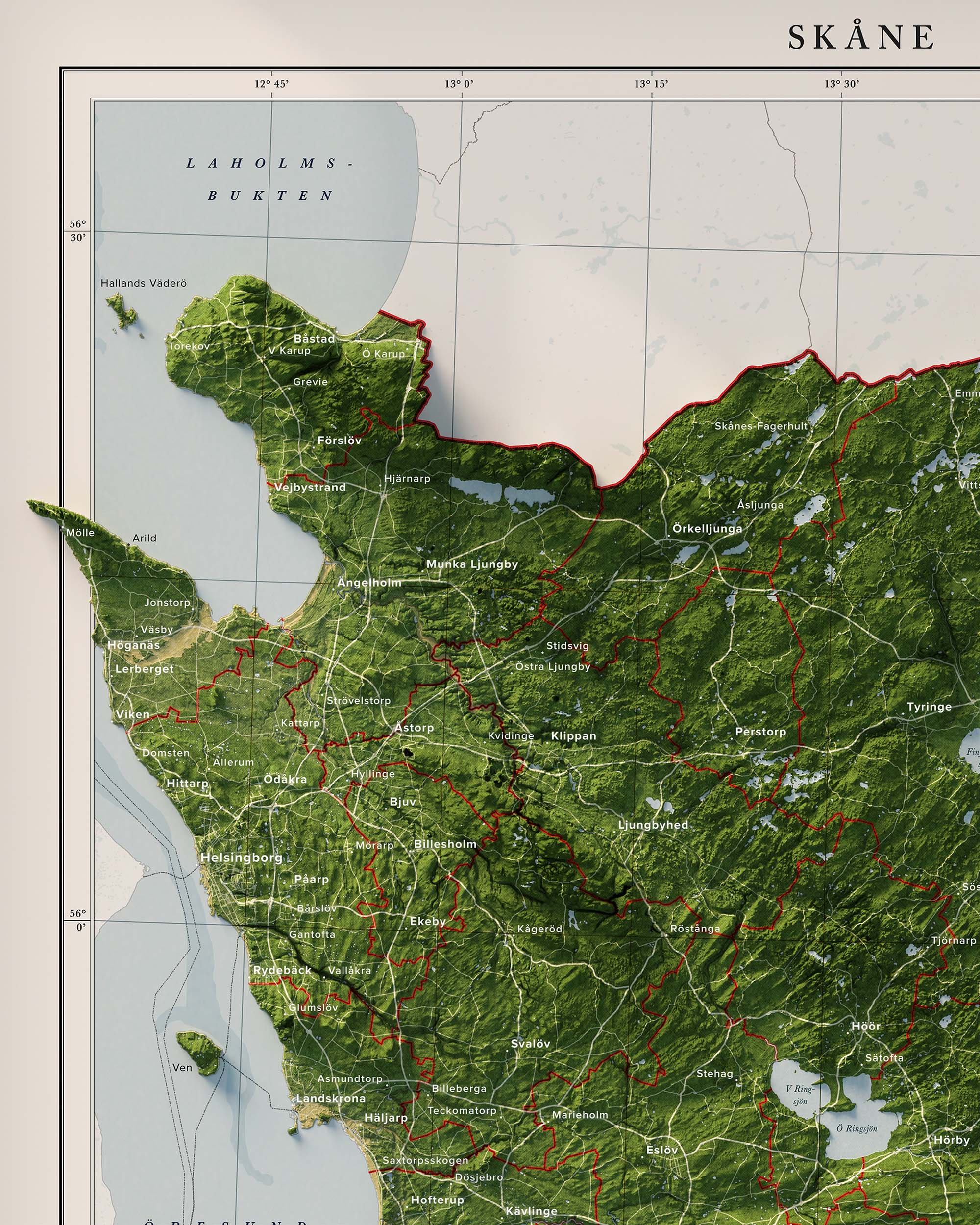 Topografisk karta över Skåne, detalj