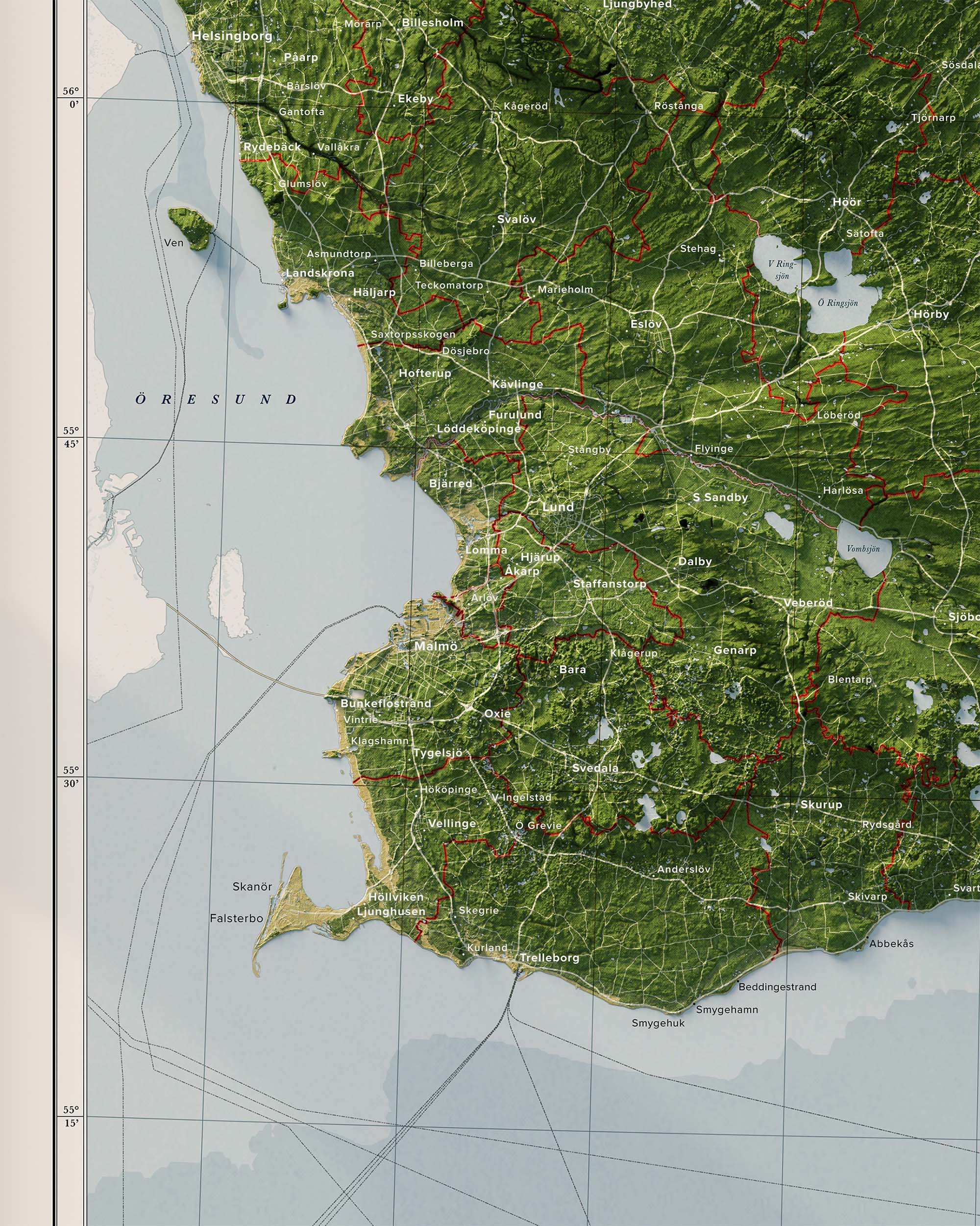 Topografisk karta över Skåne, detalj