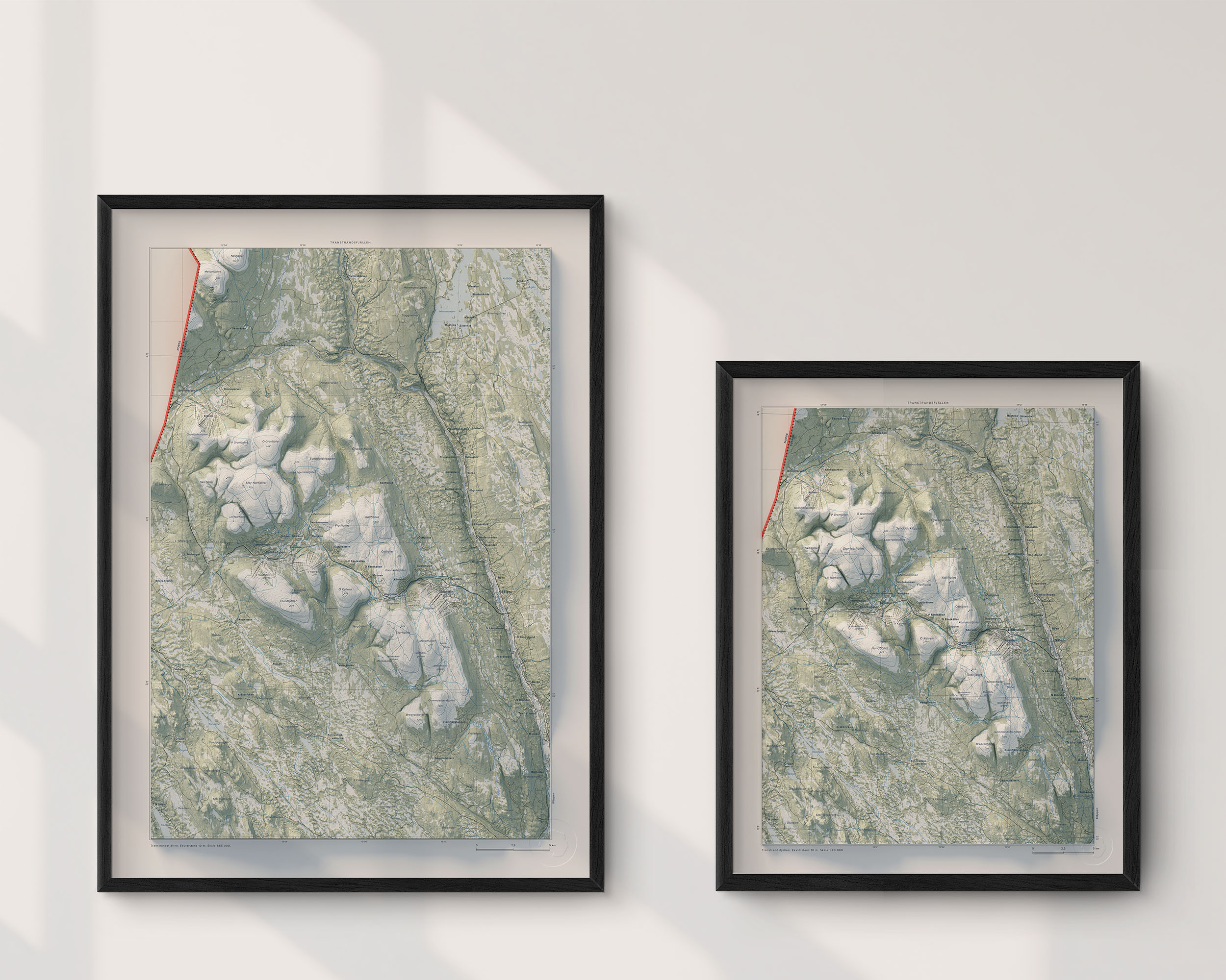 Topografisk karta över Transtrandsfjällen