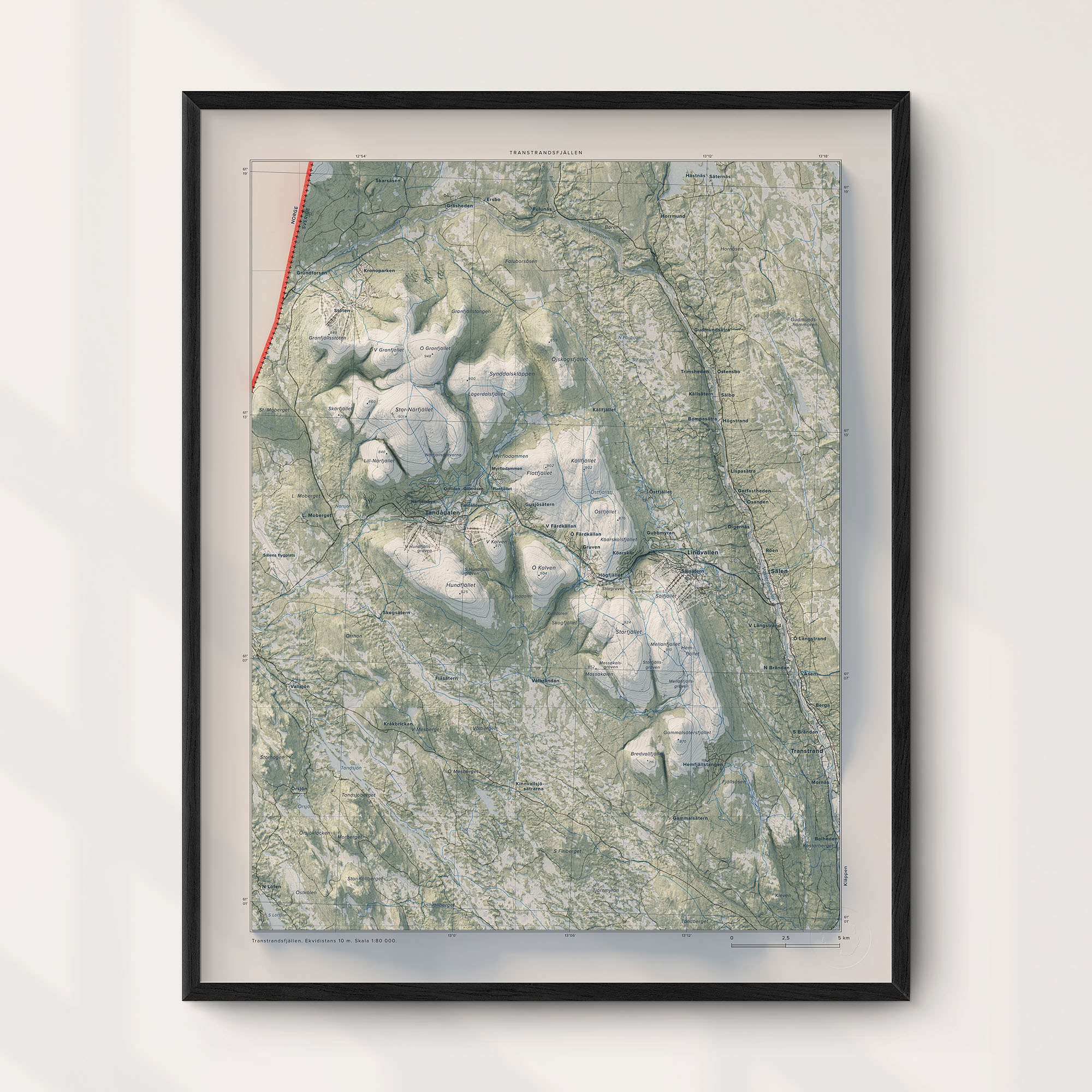 Topografisk karta över Transtrandsfjällen