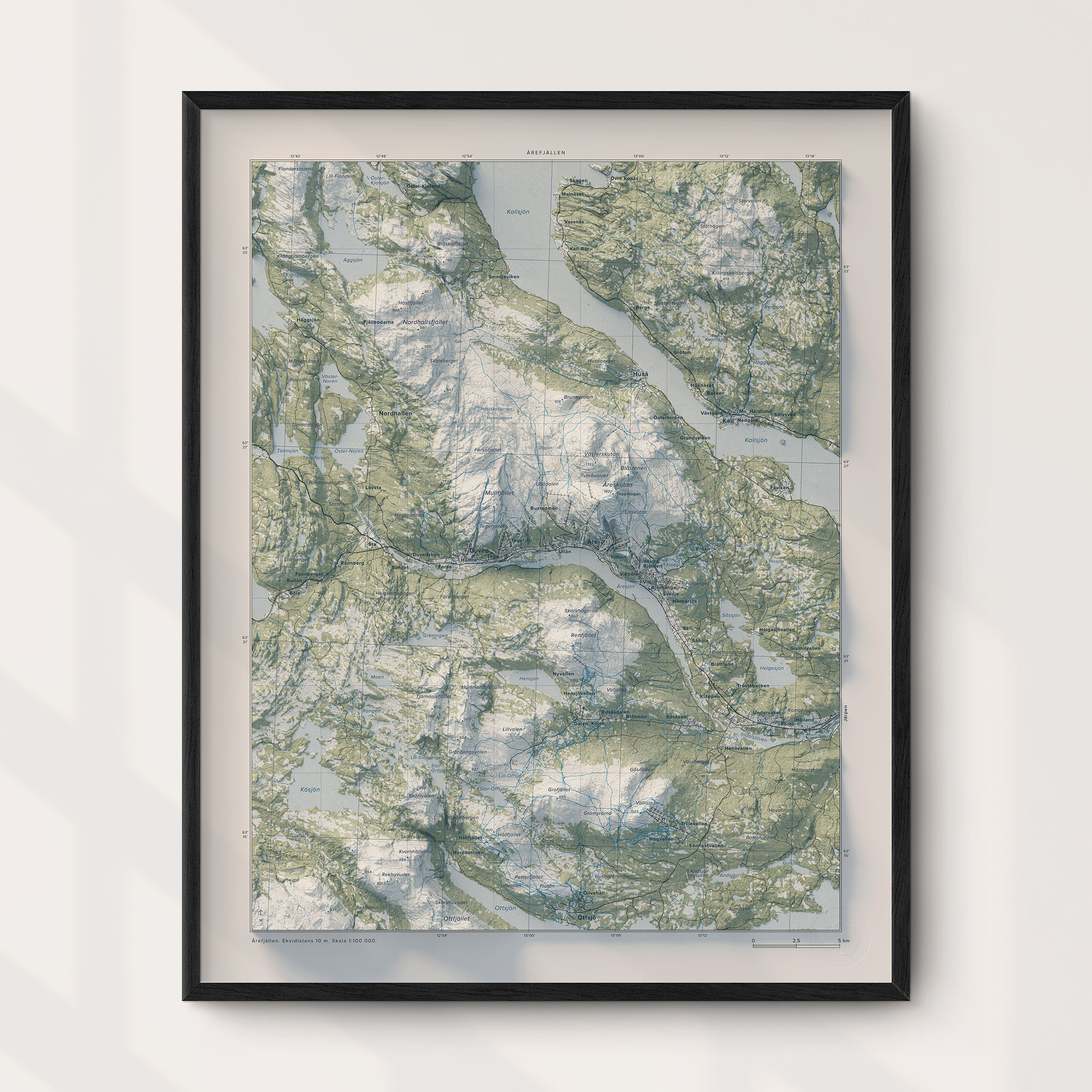 Topografisk översiktskarta över Årefjällen, 40x50 cm