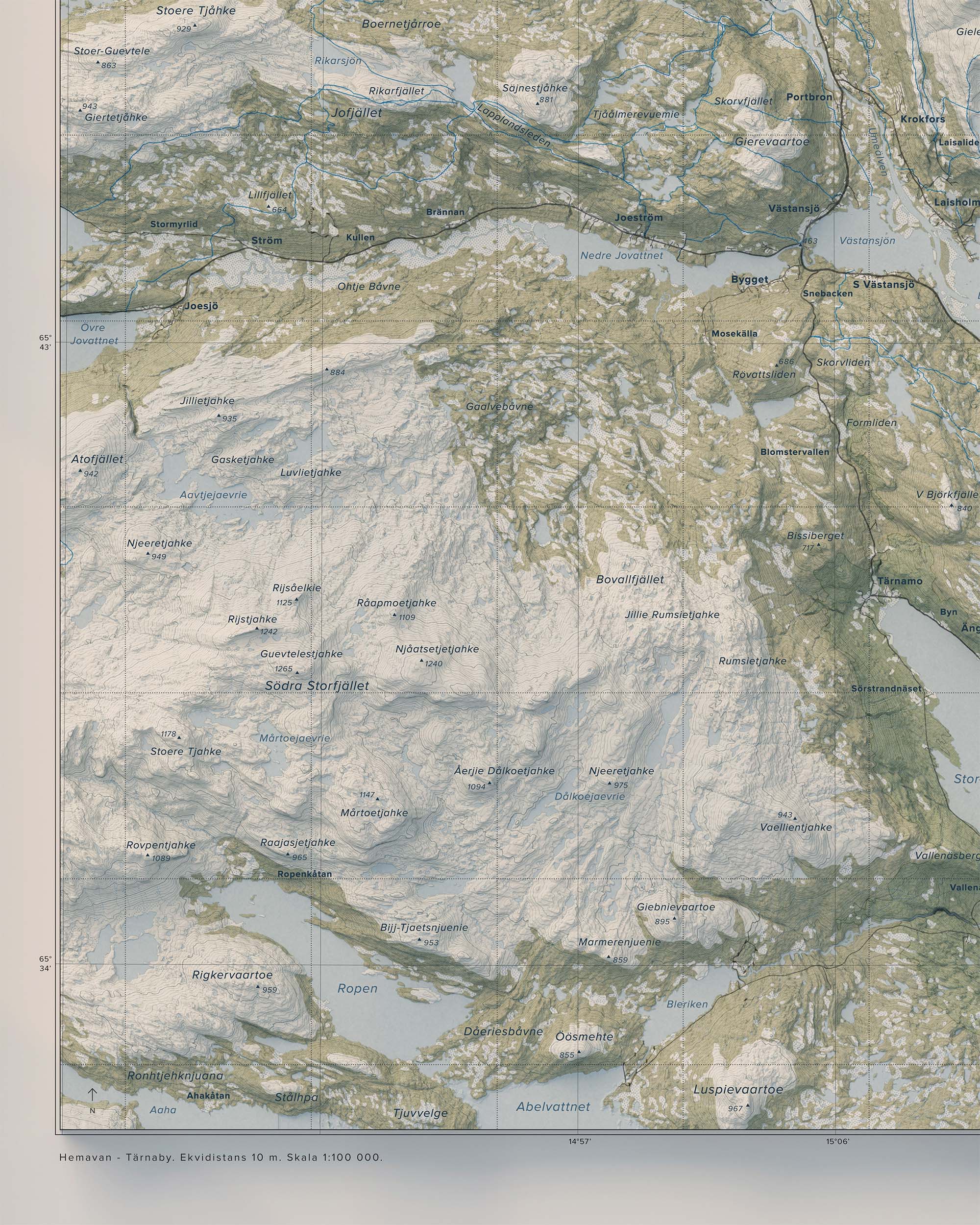 Topografisk översiktskarta över Hemavan-Tärnaby, detalj
