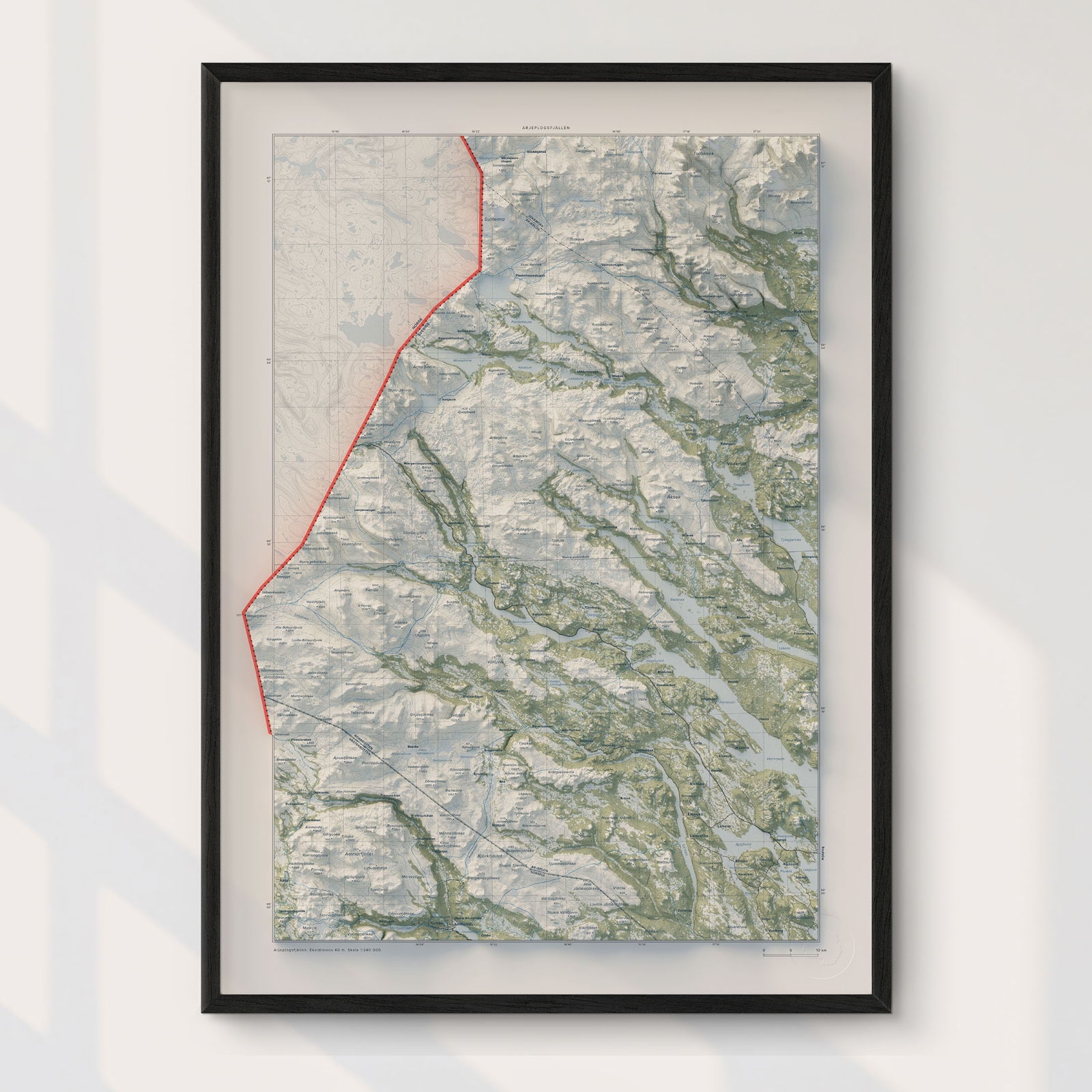 Topografisk karta över Arjeplogsfjällen