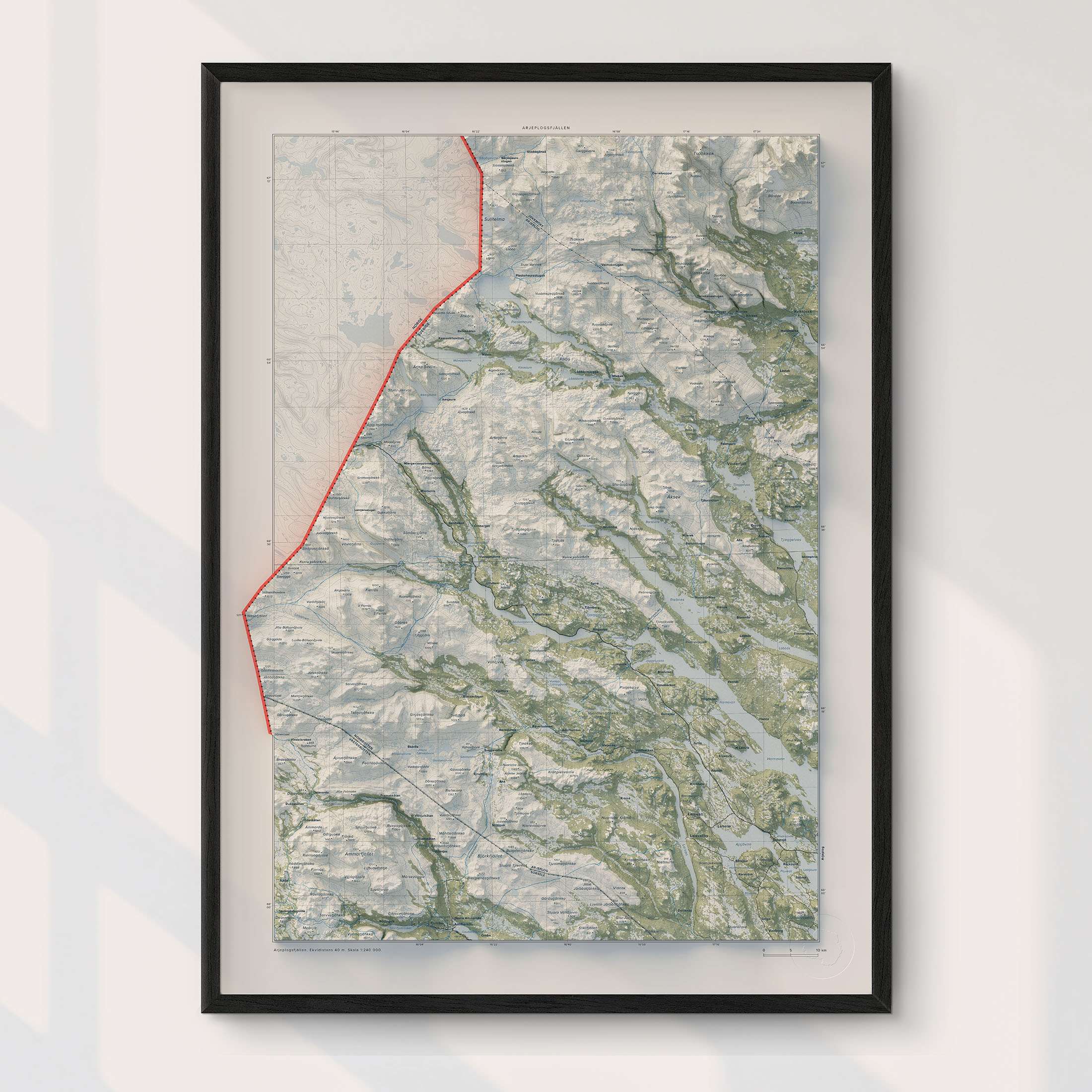 Topografisk karta över Arjeplogsfjällen