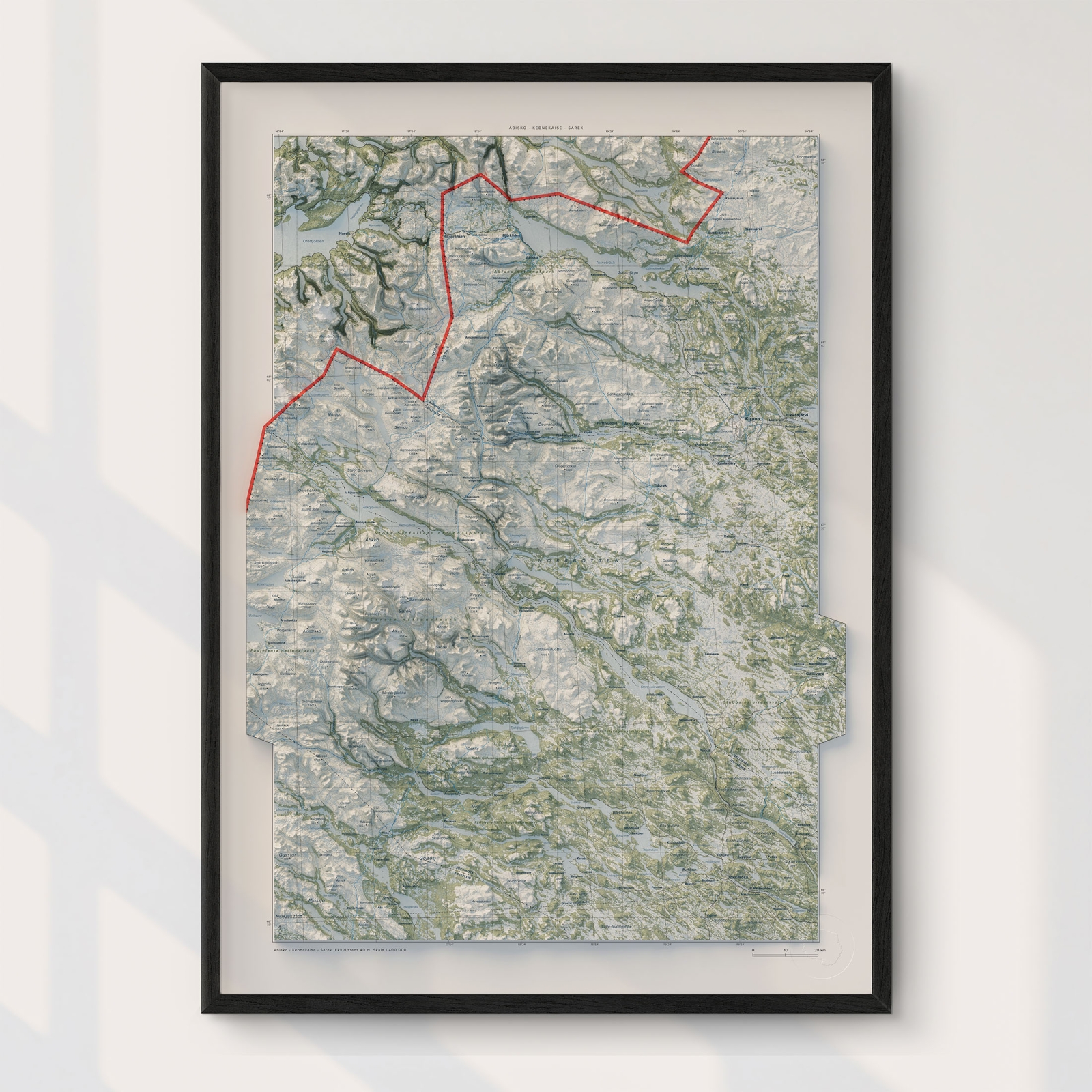 Topografisk karta över Abisko - Kebnekaise - Sarek