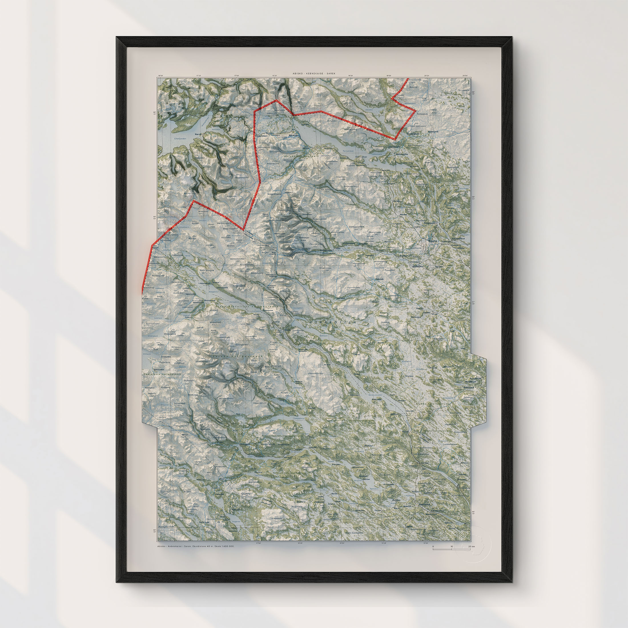 Topografisk karta över Abisko - Kebnekaise - Sarek