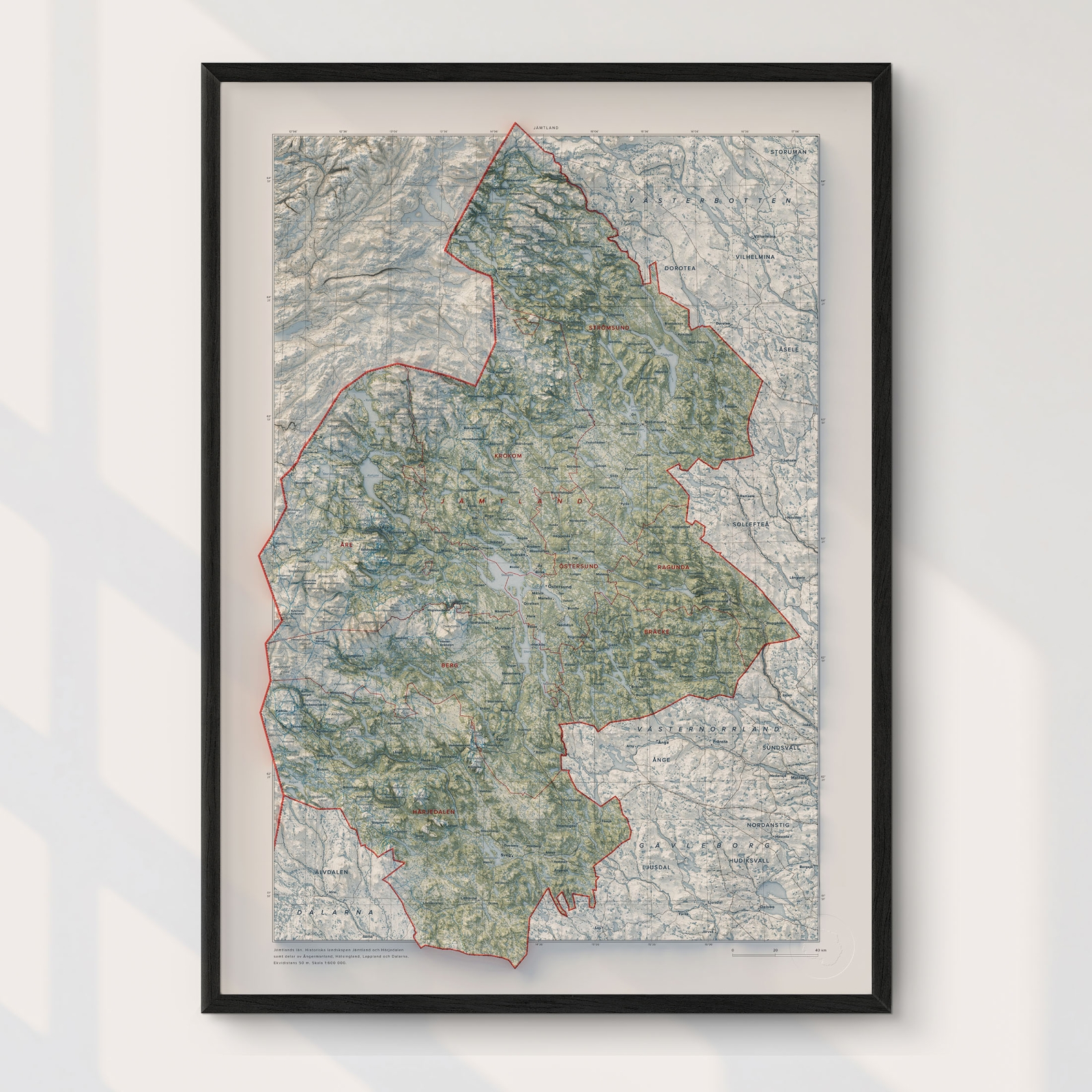 Topografisk karta över Jämtland
