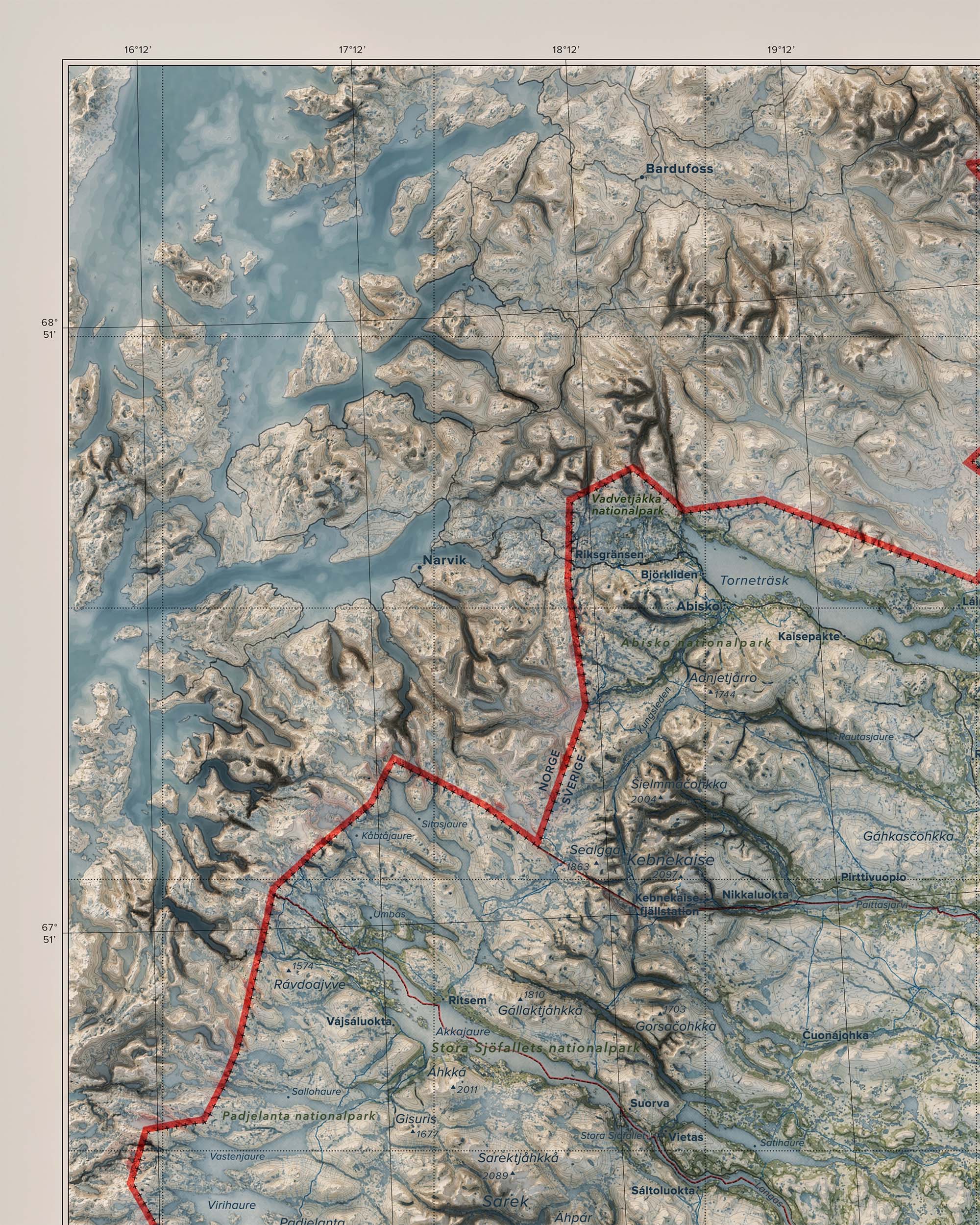 Topografisk karta över Norrbotten, detalj