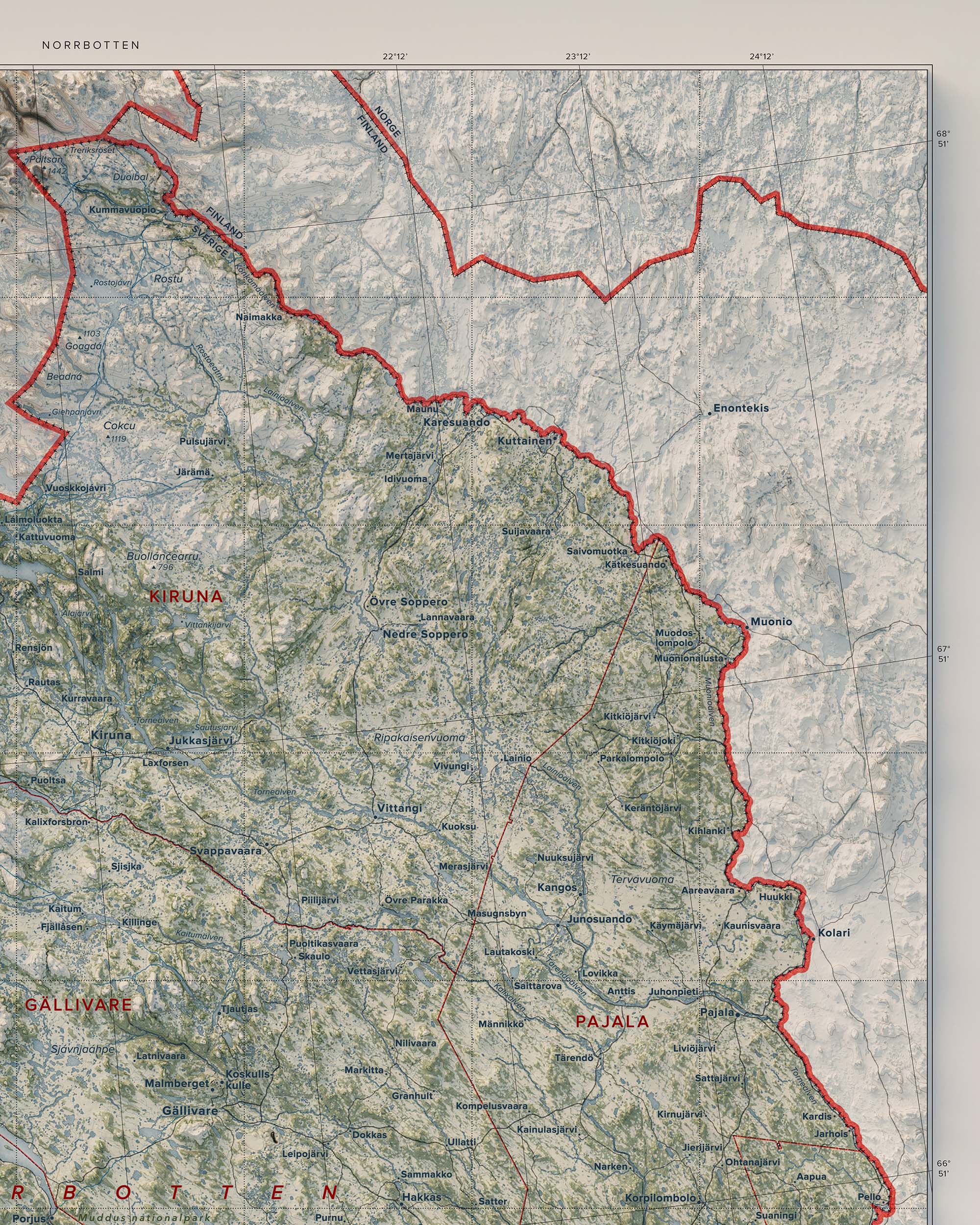 Topografisk karta över Norrbotten, detalj