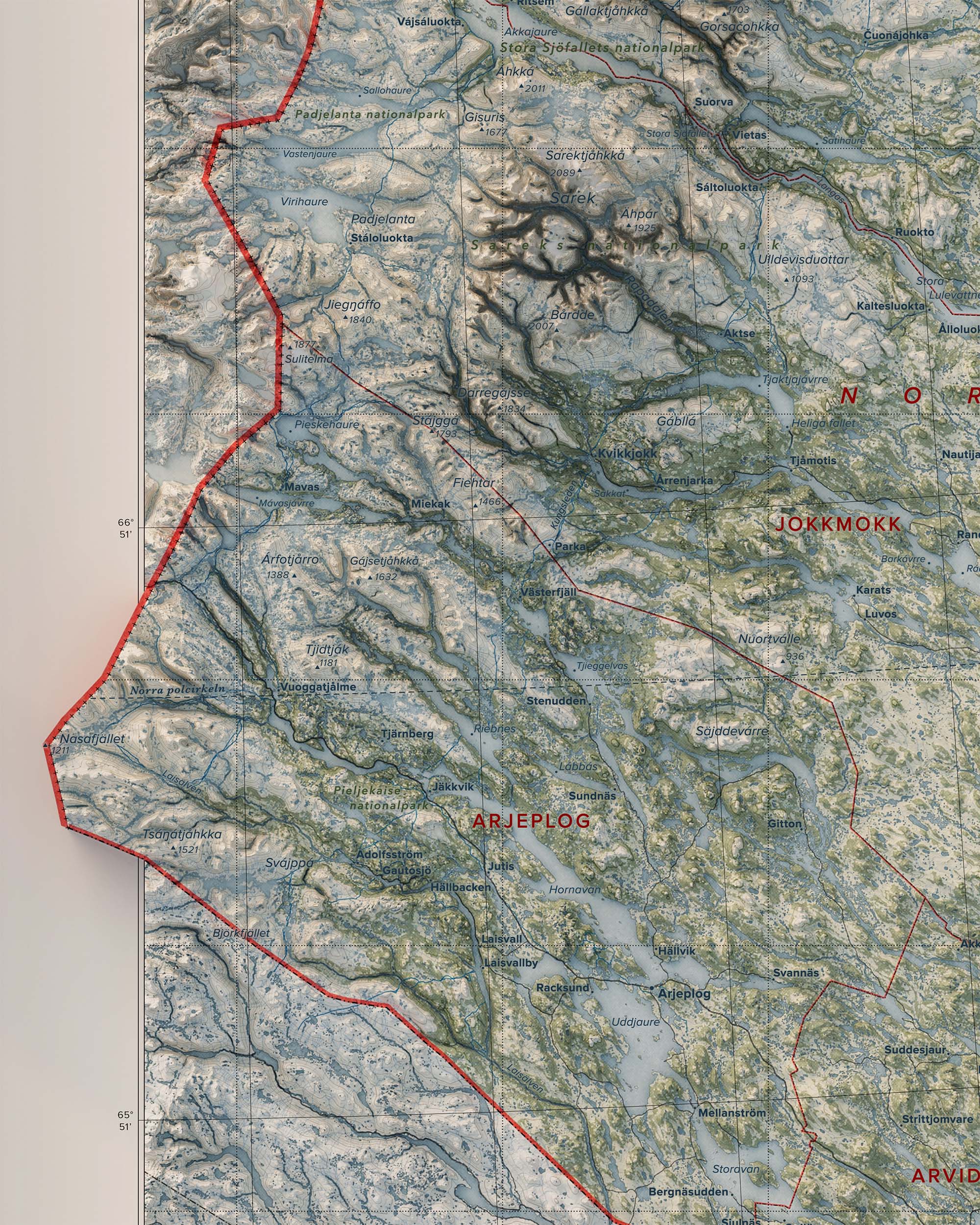 Topografisk karta över Norrbotten, detalj