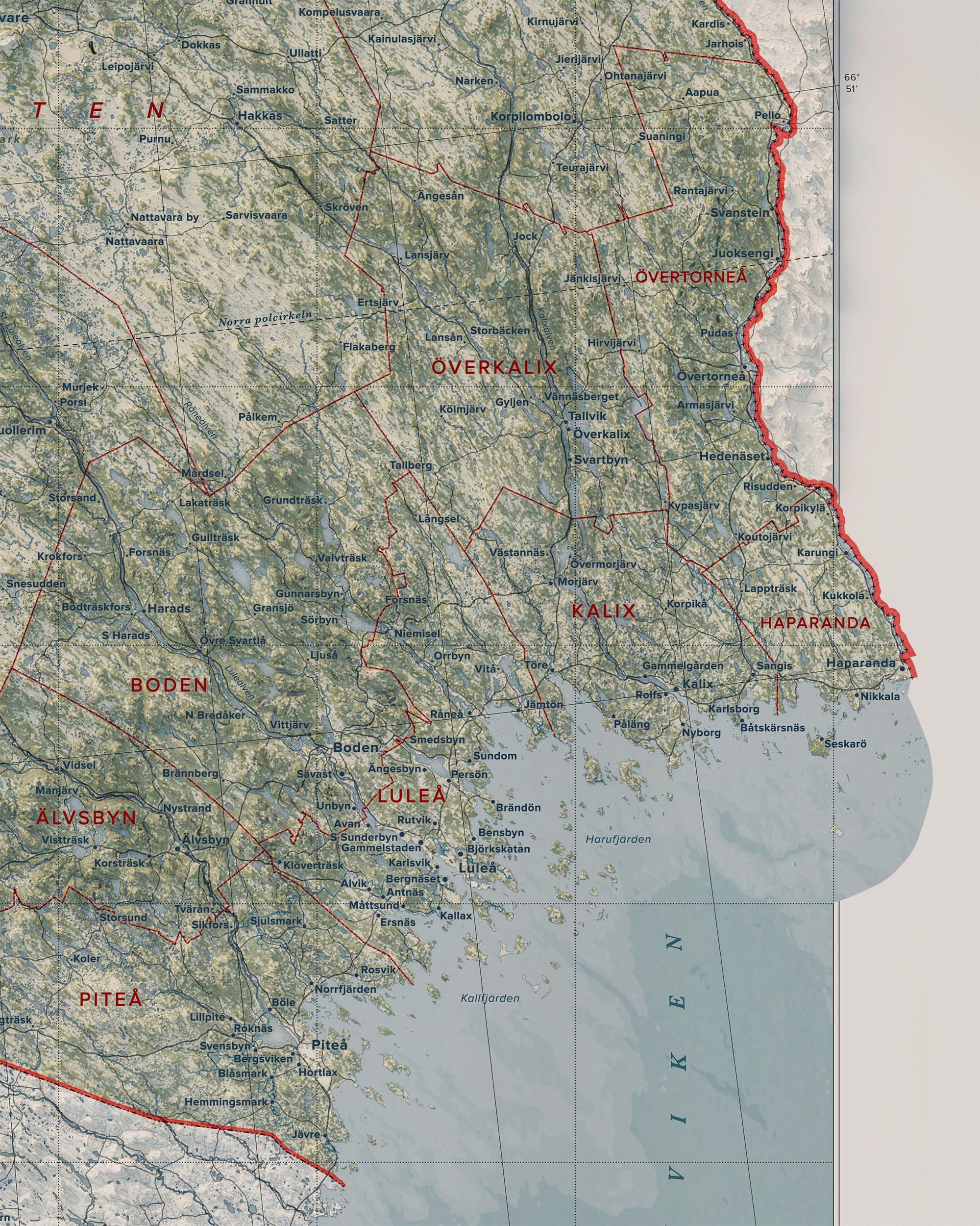 Topografisk karta över Norrbotten, detalj
