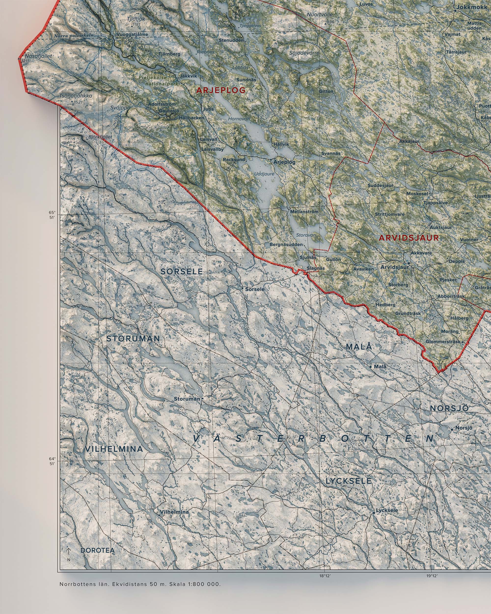 Topografisk karta över Norrbotten, detalj