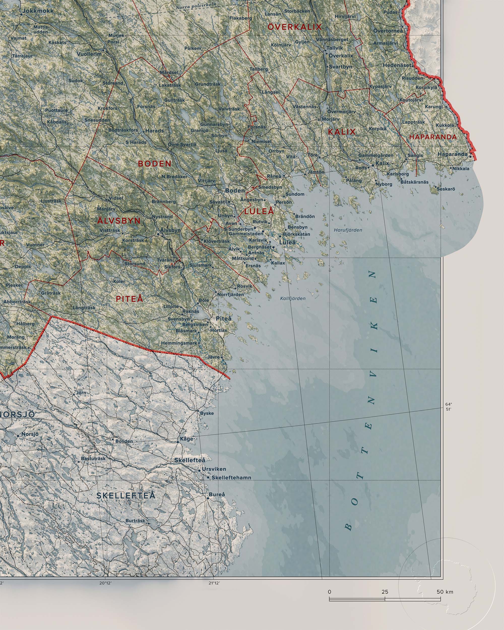 Topografisk karta över Norrbotten, detalj