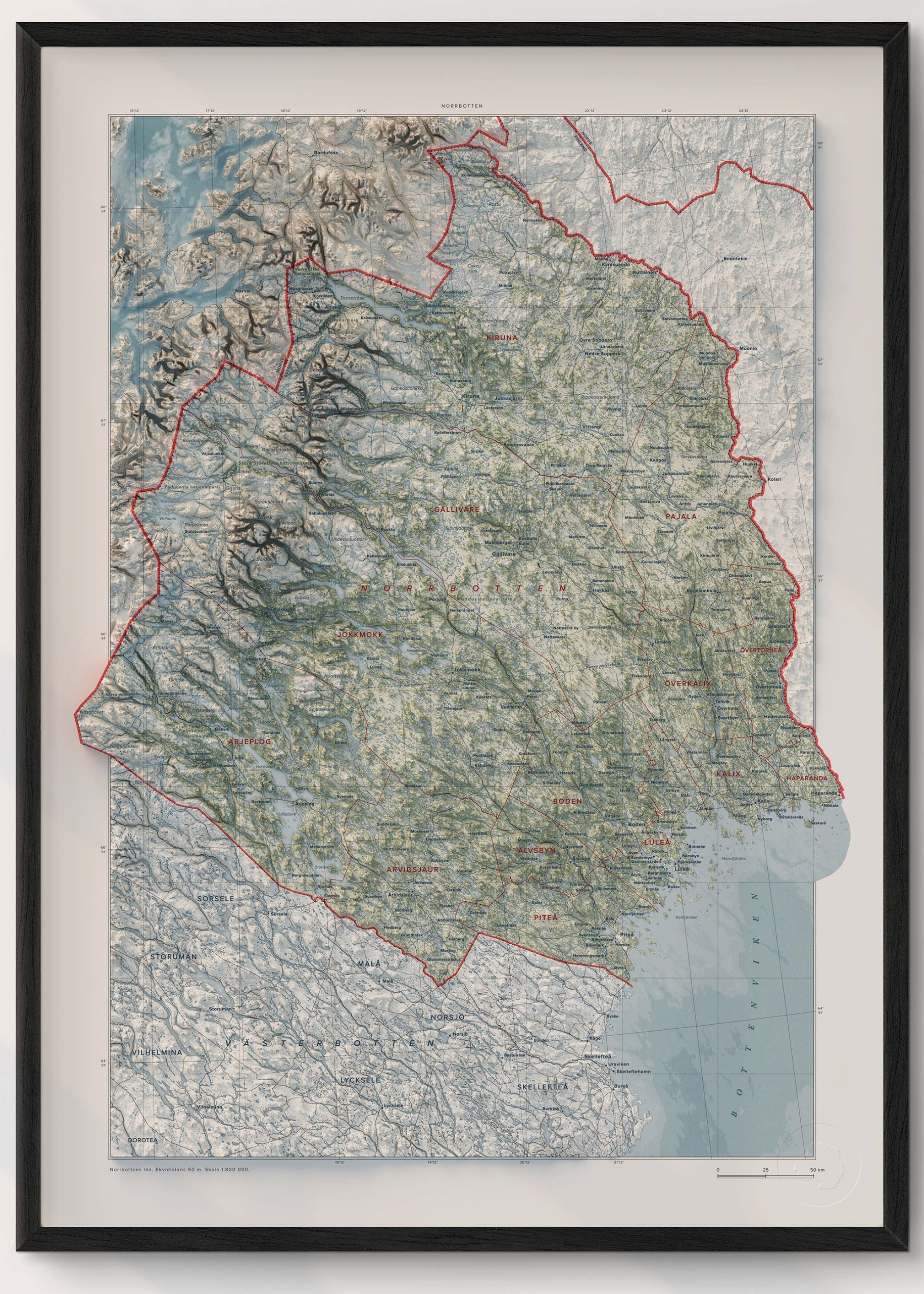 Topografisk karta över Norrbotten, detalj